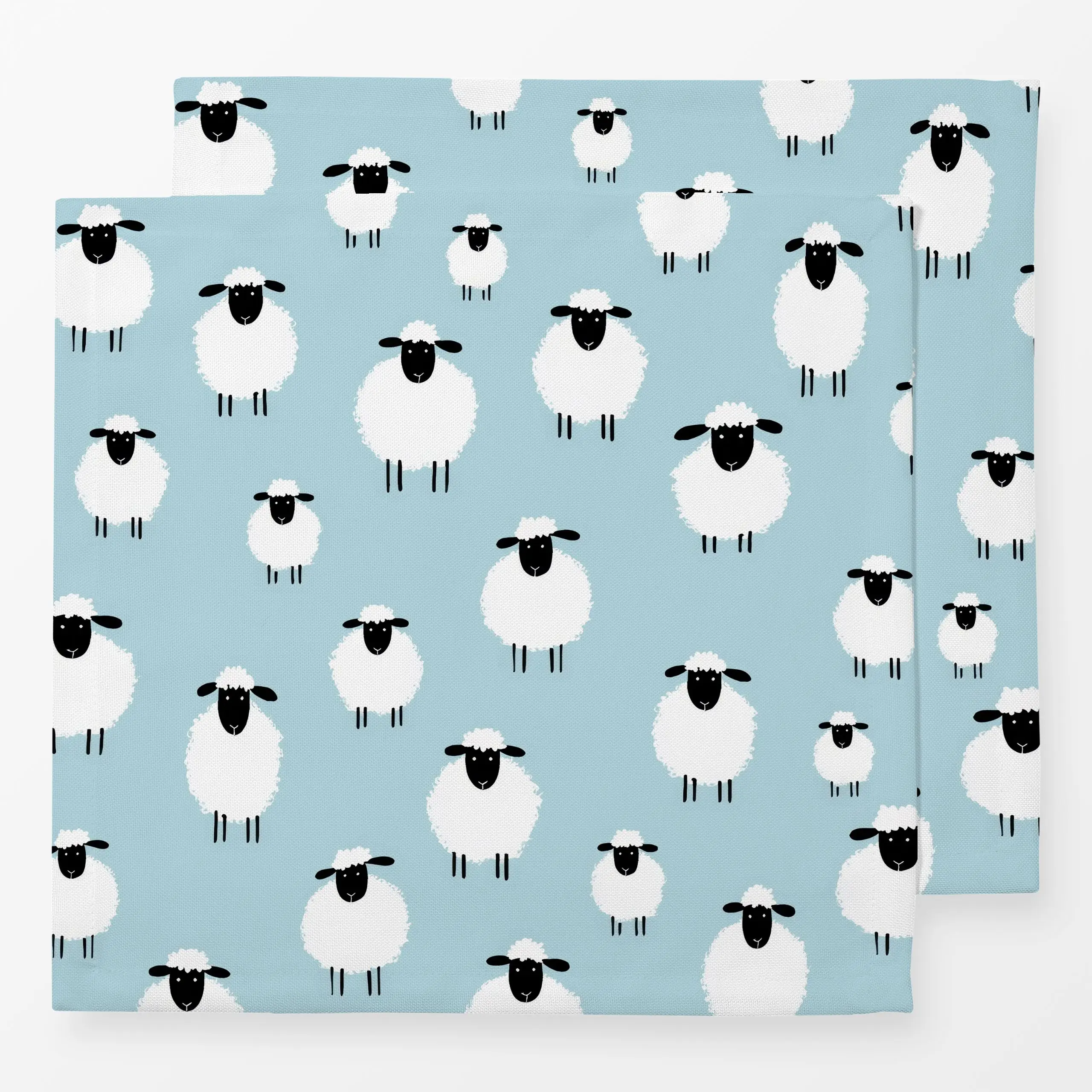 Servietten Schafherde - blau - Frühling, Tiere - von „Uta Naumann"; Muster, Natur, niedlich, Kinderzimmer, Ostern, klassisch...