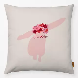 Kissen Osterhase mit Blumen Auf Beige