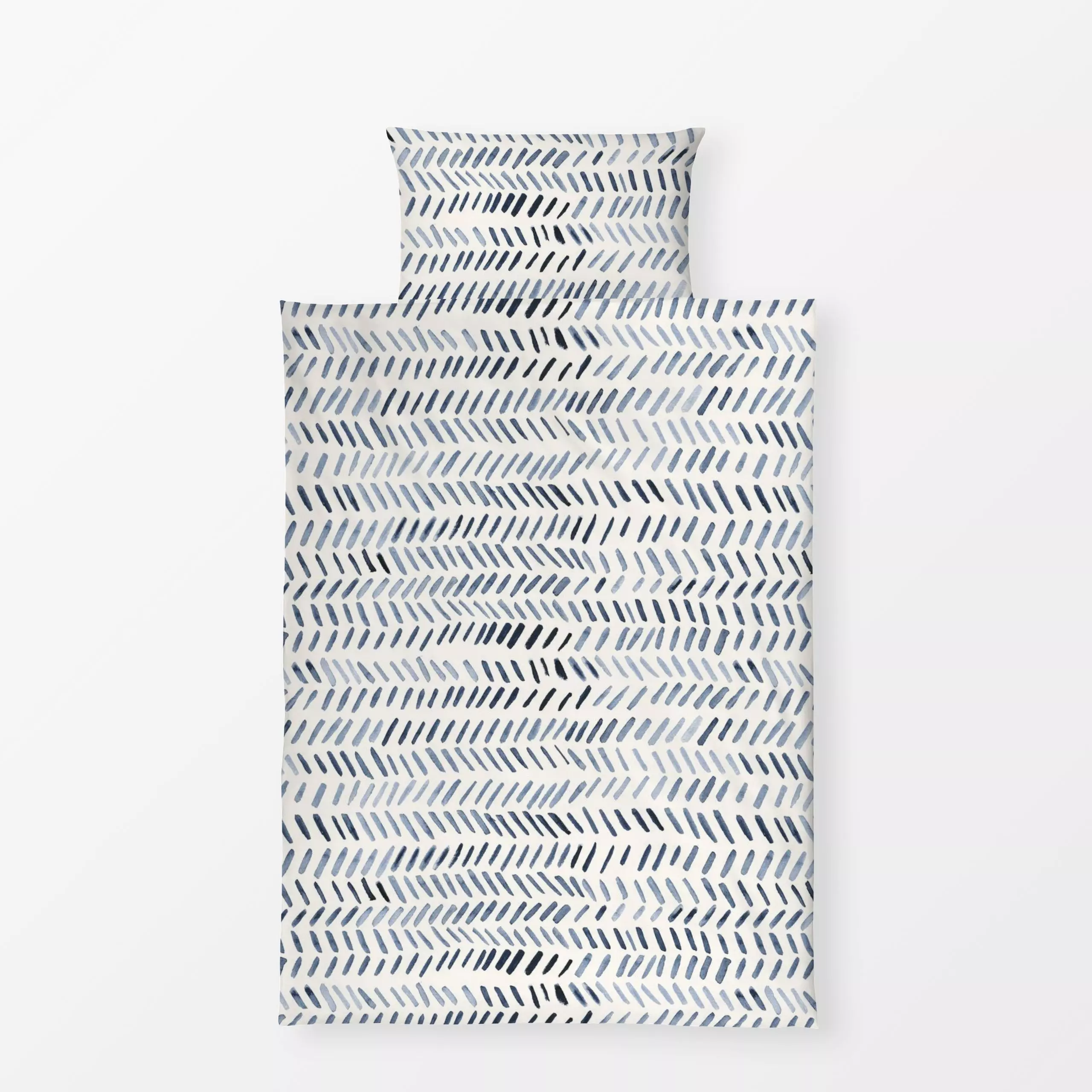 Bettwäsche Herringbone - Symbole & Muster - von „Studio Salz"; Blaugrau, indigo, minimalistisch, zeitlos, gestreift, herring...