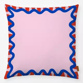 Kissen Wellenrand Rosa Blau