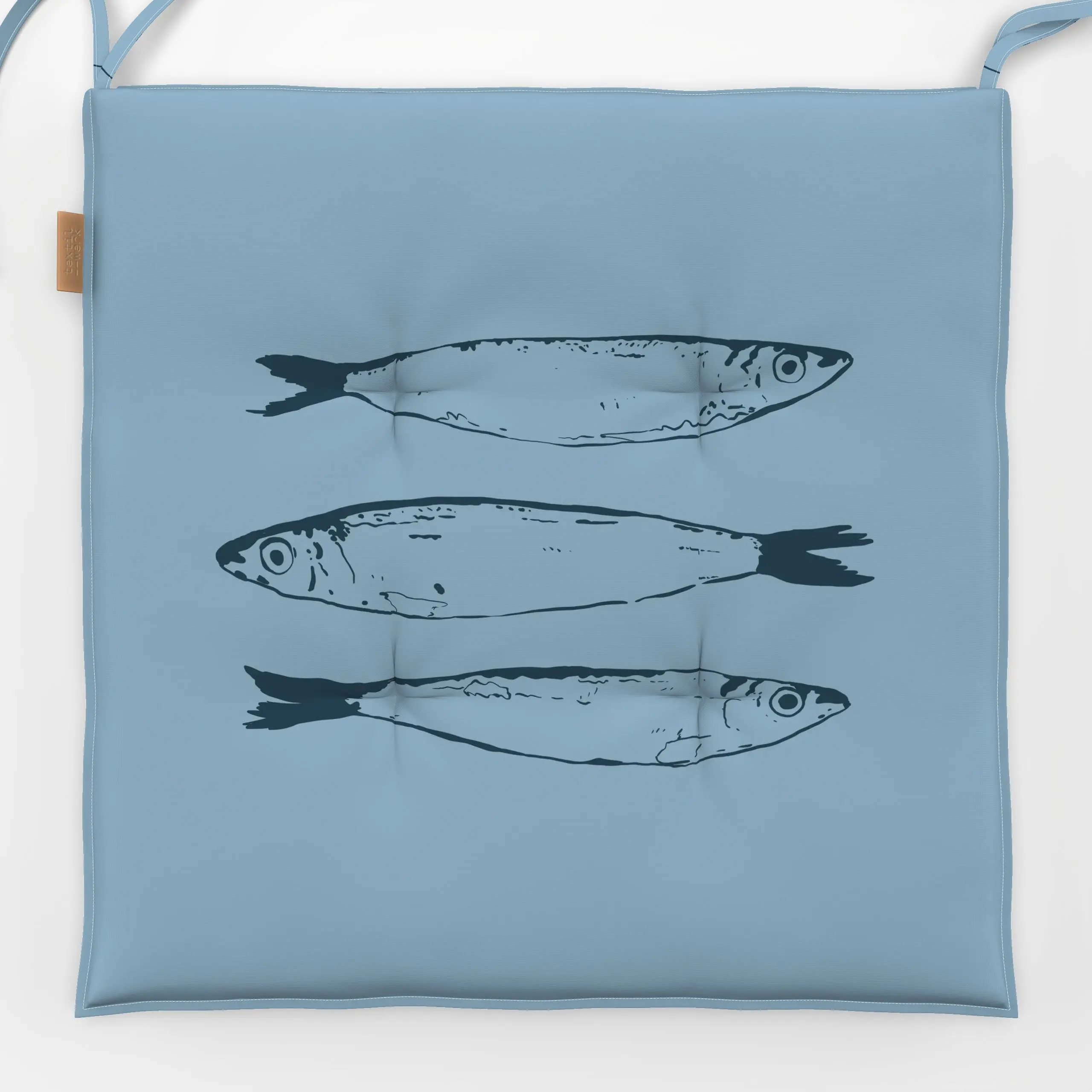 Sitzkissen Santorini Sardine Fish - Tiere, Küche, Essen & Trinken - von „By Anna Sienna"; Blaugrau, Meer, Strand, Fische, So...