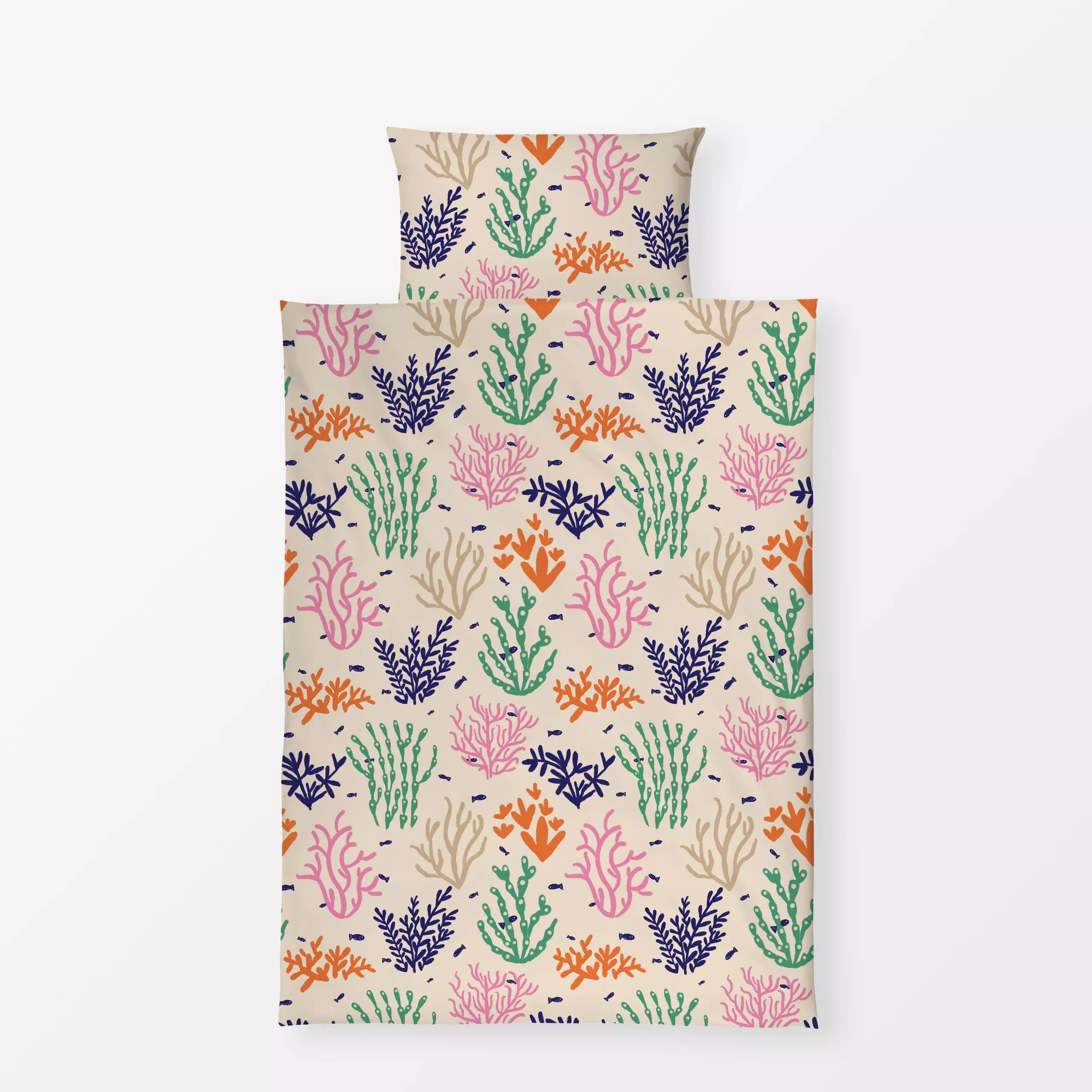 Bettwäsche Bunte Korallen & Fische - Sommer, Tiere, Symbole & Muster - von „Mareen Heinz"; Muster, Meer, Meerestiere, Fische...