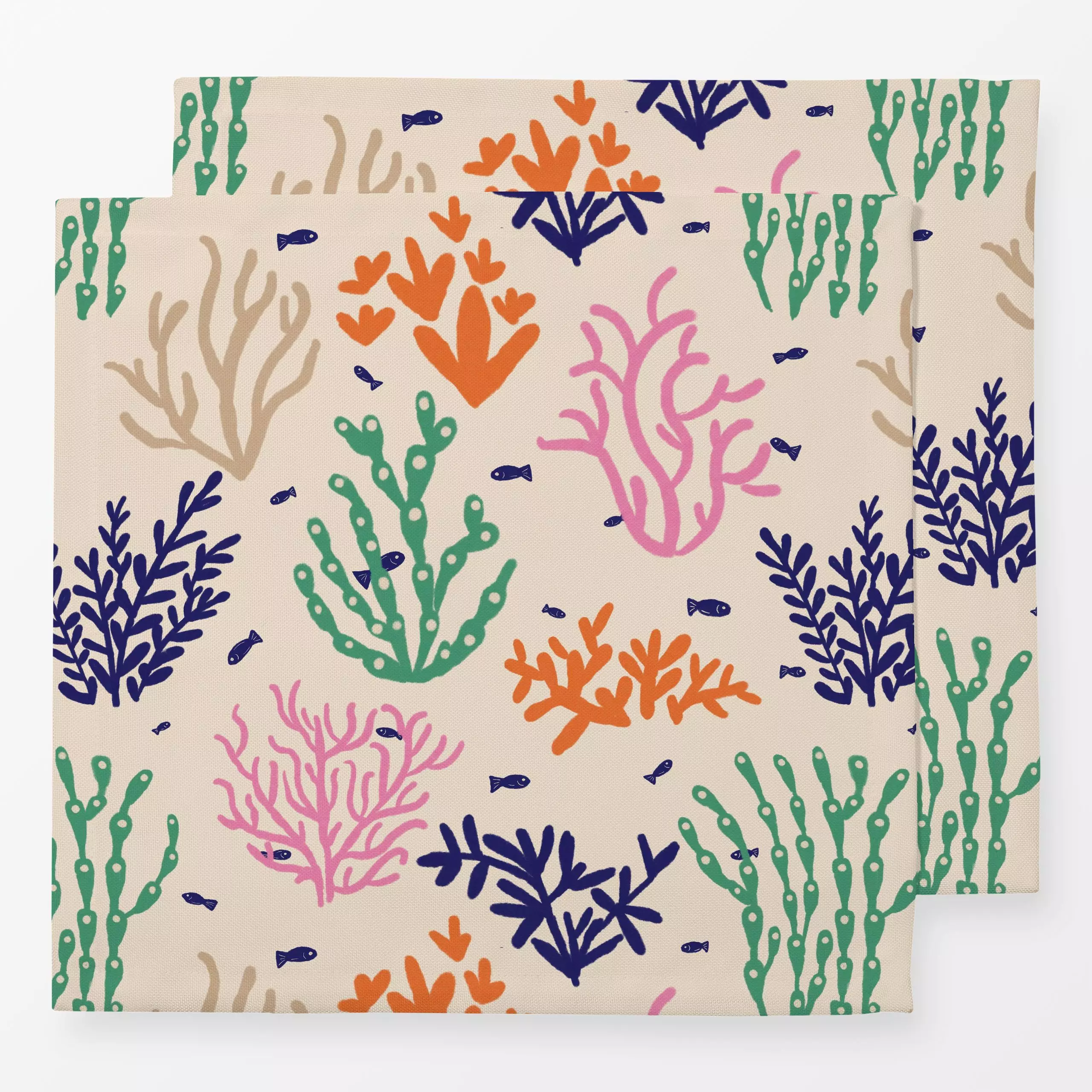 Servietten Bunte Korallen & Fische - Sommer, Tiere, Symbole & Muster - von „Mareen Heinz"; Muster, Meer, Meerestiere, Fische...