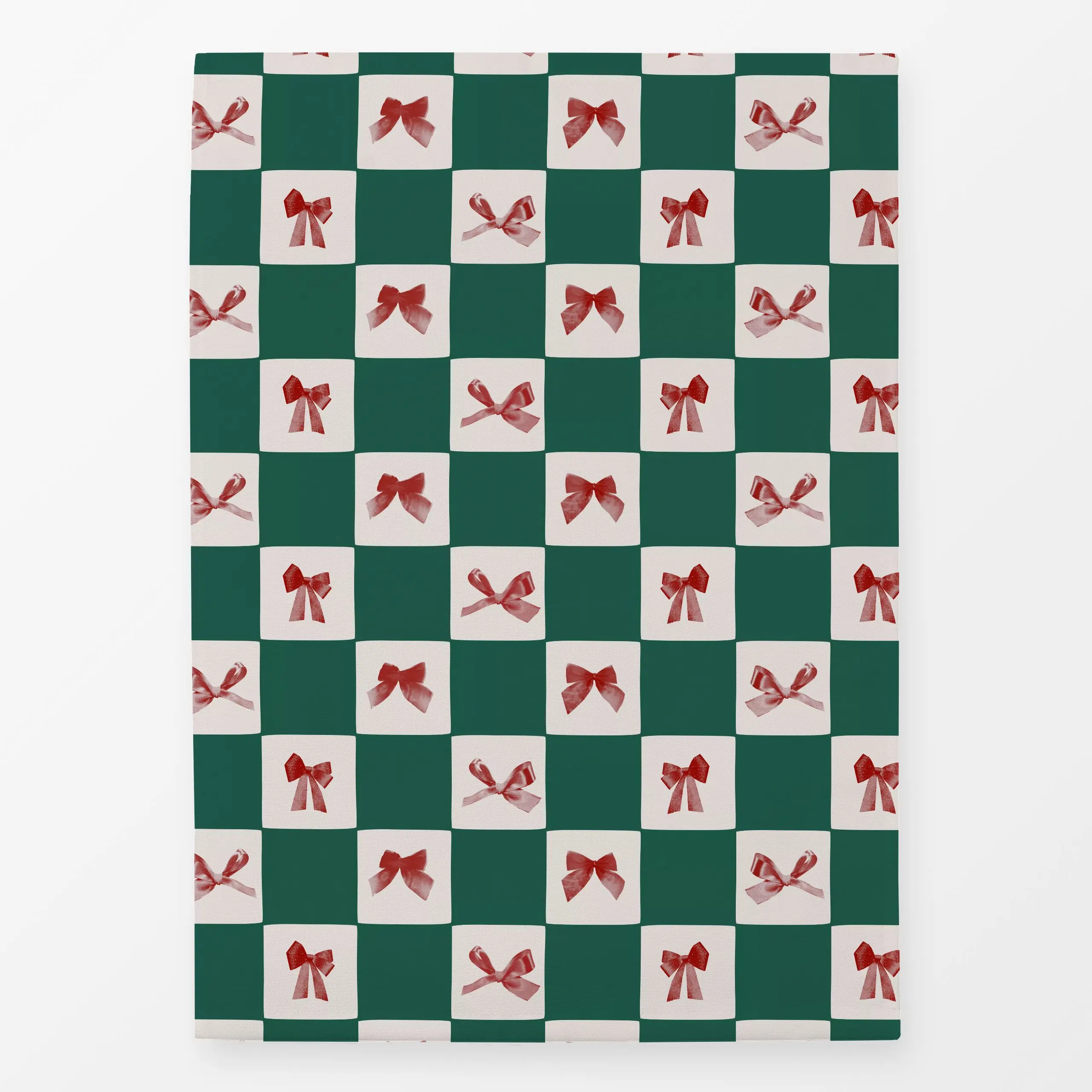 Geschirrtücher Checks Schleifen Grün - Weihnachten, Winter, Symbole & Muster - von „textilwerk"; Retro, vintage, weihnachtli...