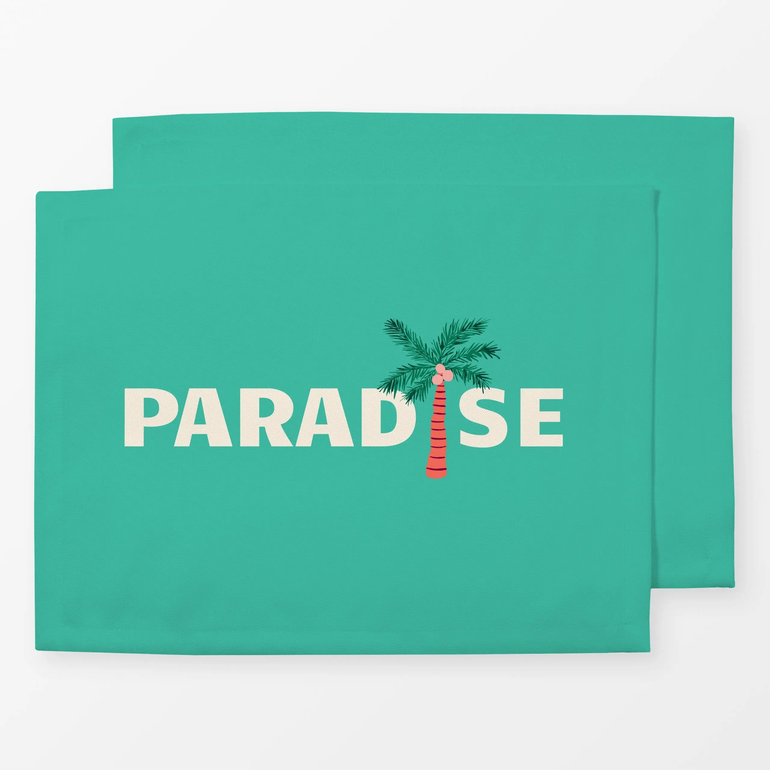 Tischset Tropical Paradise turqoise - Sommer, Sprüche & Schriftzüge, Reise - von „Karen Menzenbach"; Palmen, Travel, Sommer,...