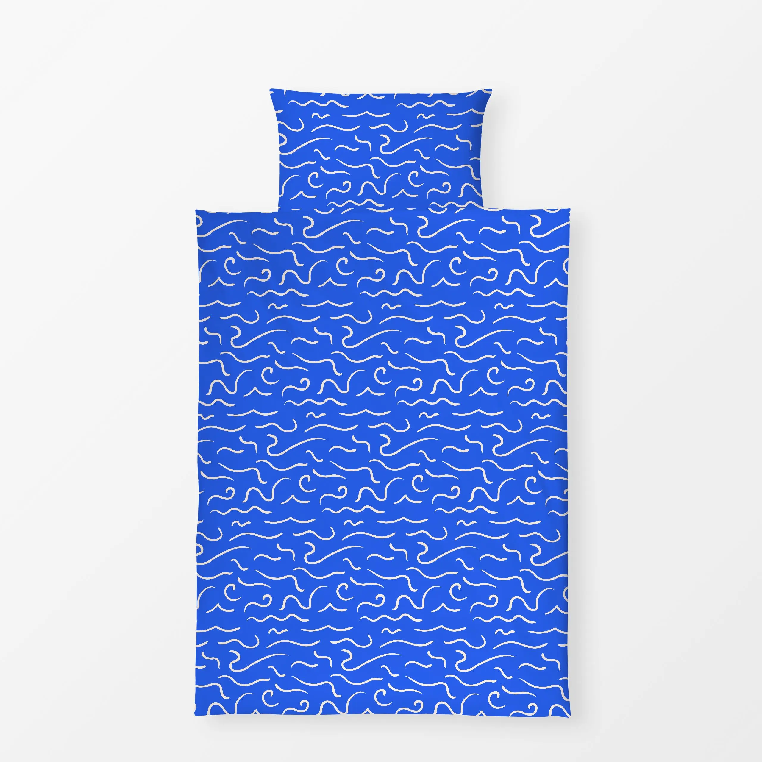 Bettwäsche Muster Wellen Blau & Weiß - Natur & Landschaft, Sommer, Symbole & Muster - von „Maren Gross "; Linien, Wasser, we...