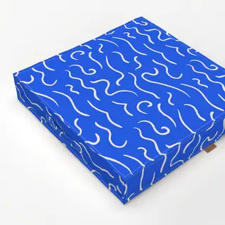 Bodenkissen Muster Wellen Blau & Weiß