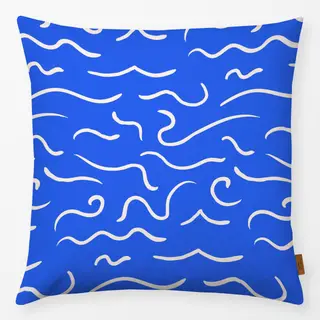 Kissen Muster Wellen Blau & Weiß