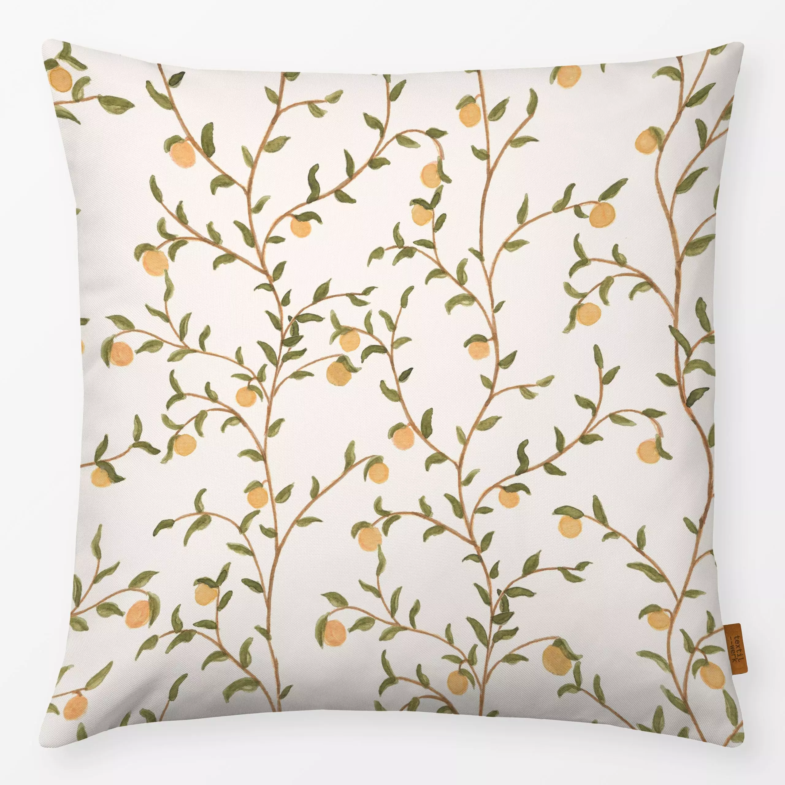 Kissen Pfirsich peint - Blumen & Florales - von „Anna Petersen"; handgemalt, Pfirsich, liberty, williammorris, Dekokissen, a...