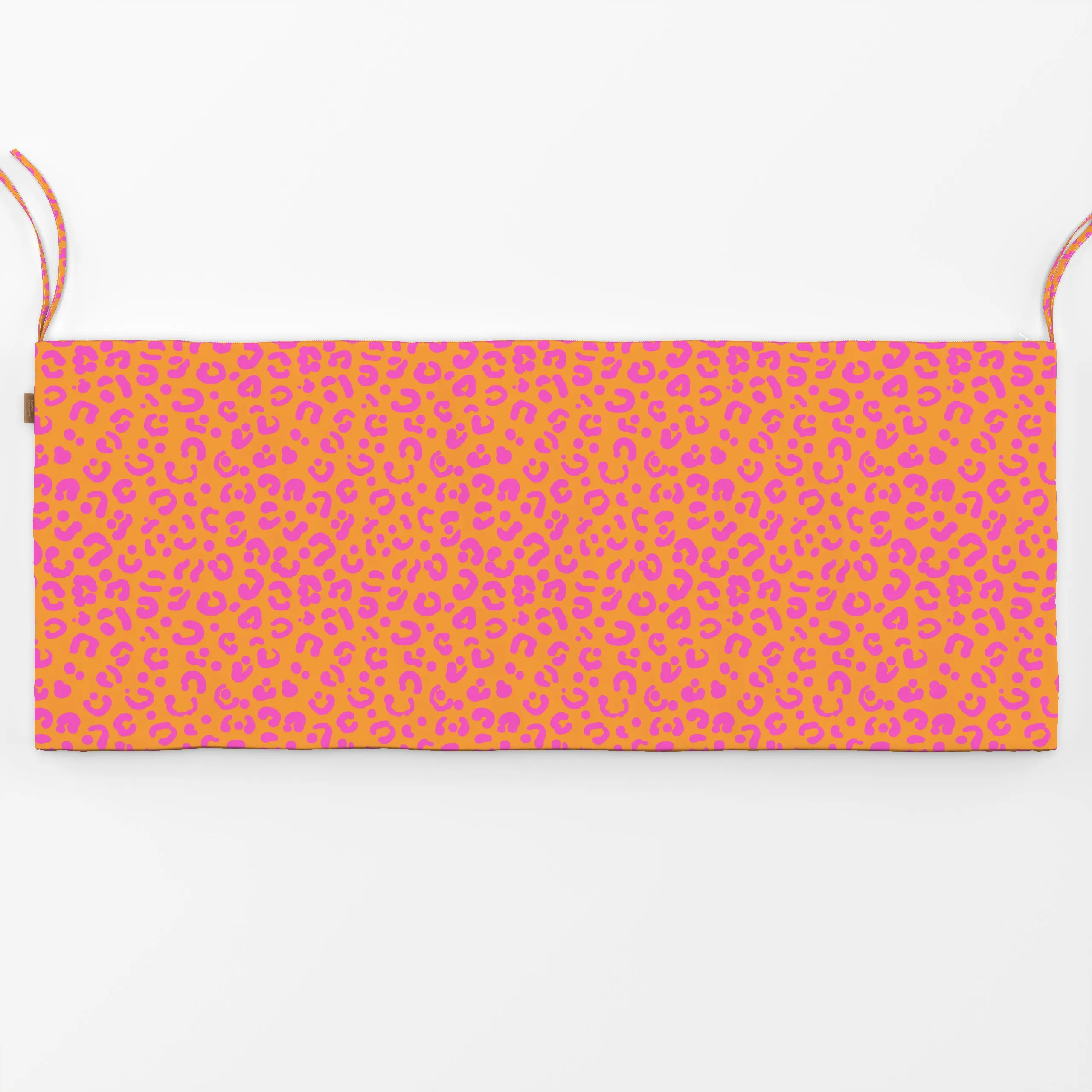 Bankauflage Leomuster pink orange - Tiere, Symbole & Muster - von „Julia Reyelt"; Leo, Leopard, Happy, trendfarben, animalpr...