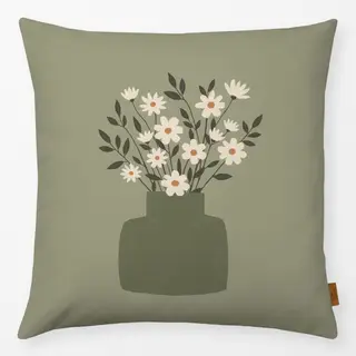 Kissen Blumenvase grün