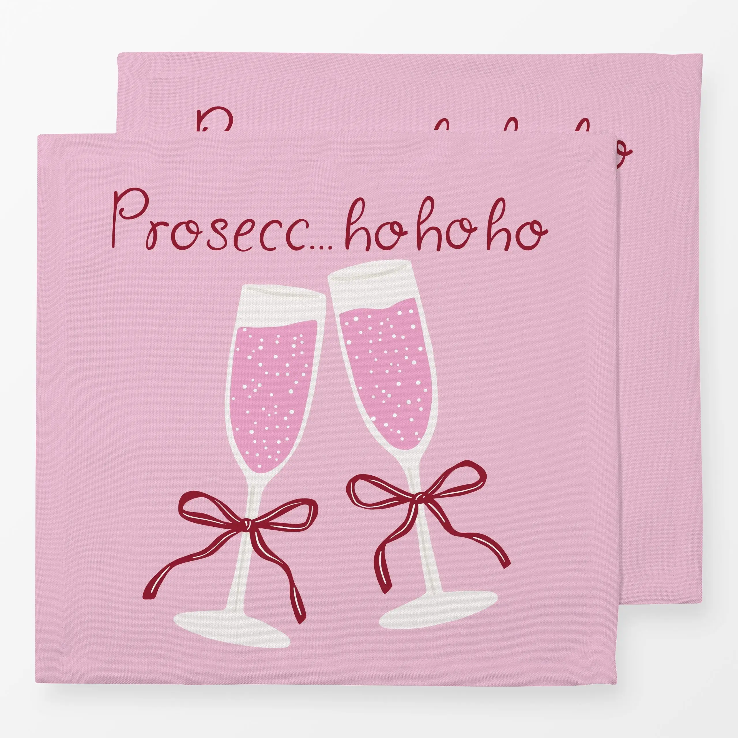 Servietten Prosecc ho ho ho pink - Weihnachten, Winter, Küche, Essen & Trinken - von „Studio Kesse"