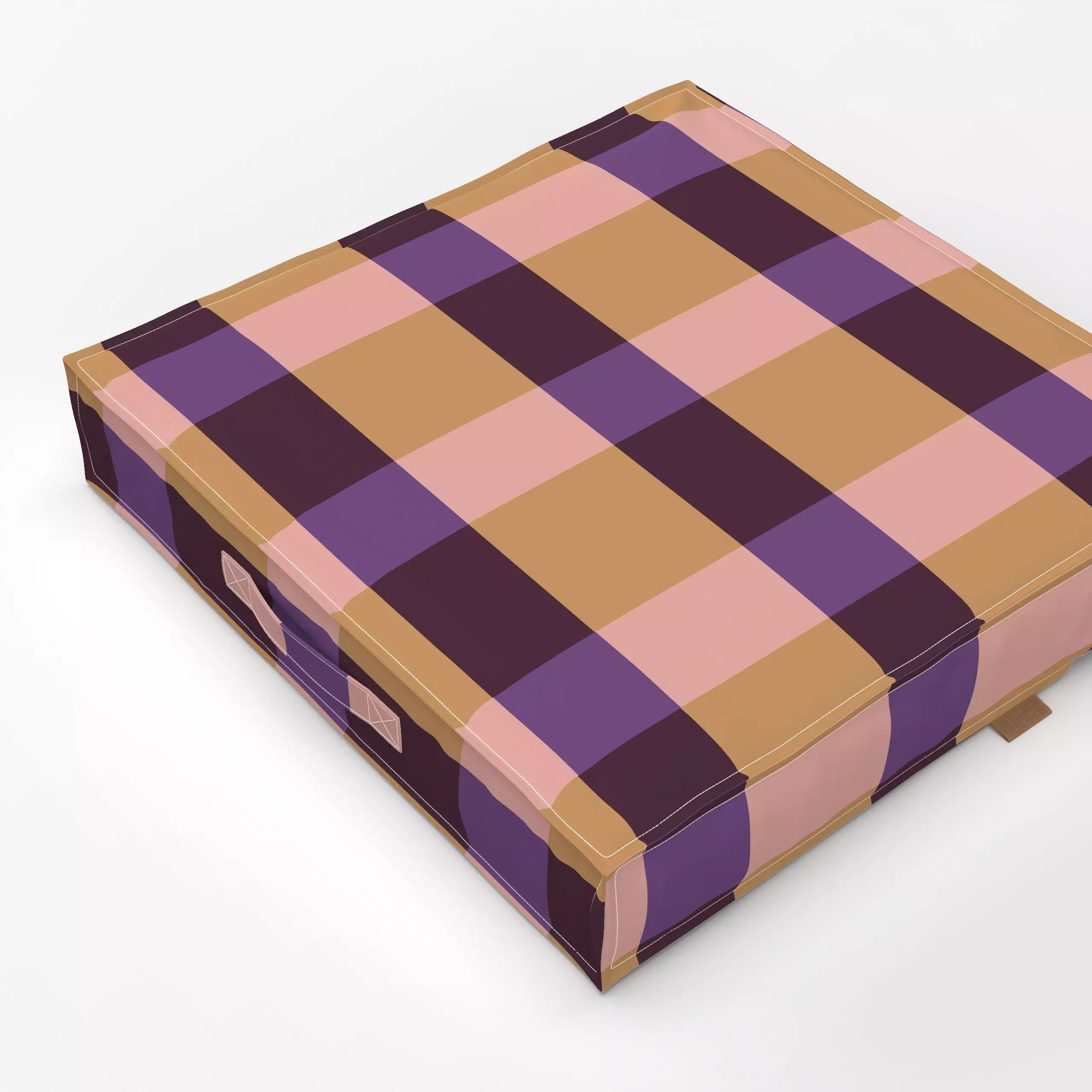 Bodenkissen Großes Karo Lila Braun Rosa - Herbst, Symbole & Muster - von „Alisa Knöß“; skandinavisch, Herbstdeko, kariert, L...