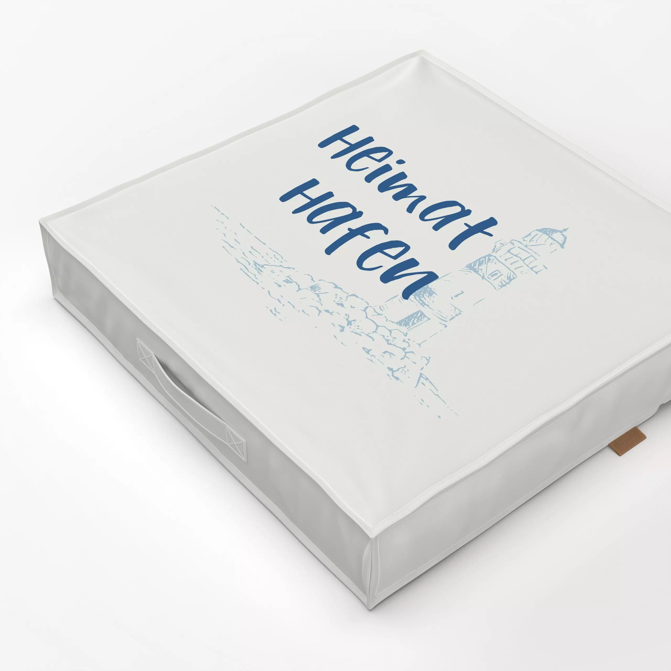 Bodenkissen Heimathafen - Sommer, Sprüche & Schriftzüge - von „Katrin Graff"; Strand, coastal, Moin, Ferien, ostsee, Nordsee...