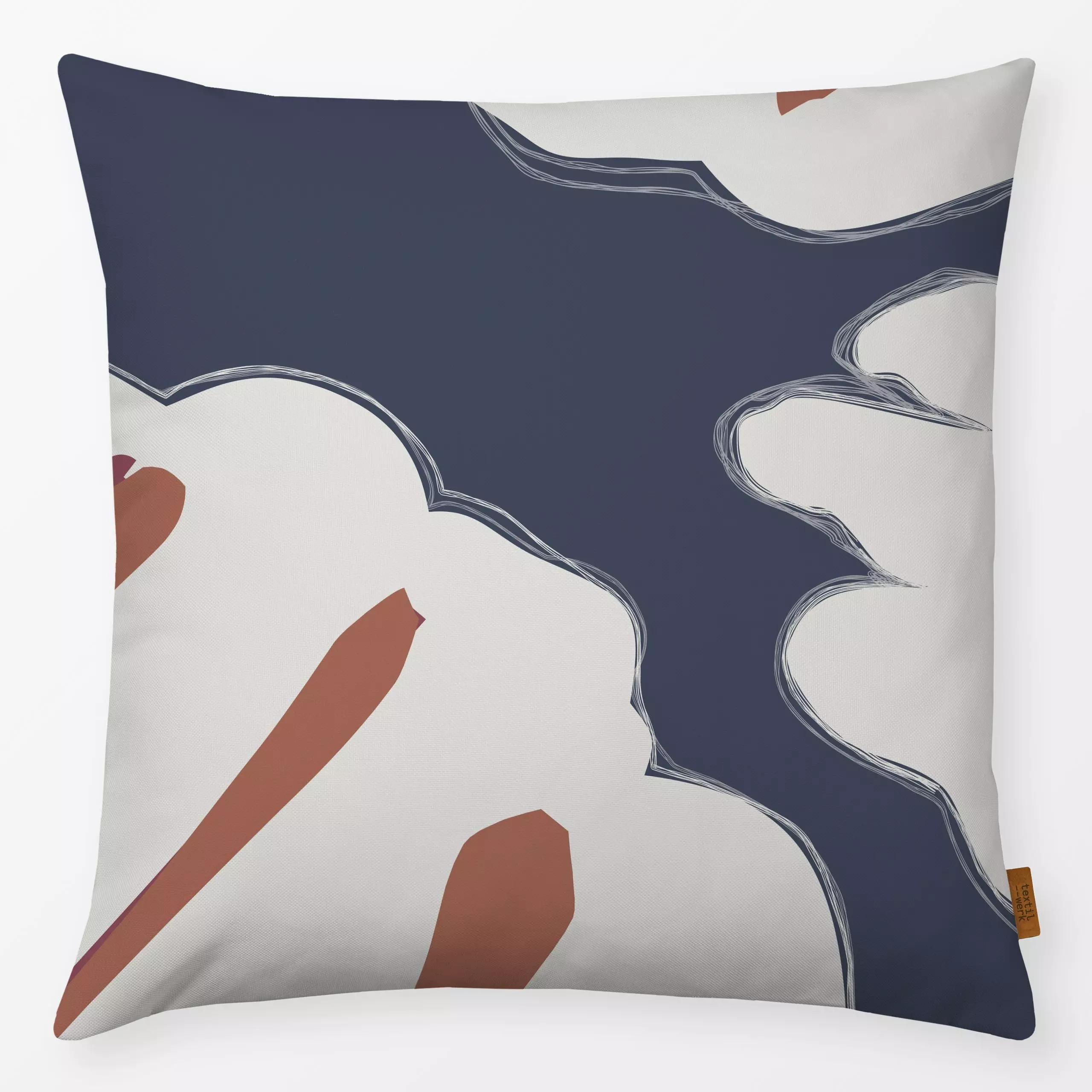 Kissen abstrakte Blütenblätter - blau - Herbst, Symbole & Muster - von „Heyduda"; Natur, Blatt, abstrakt, Blumen, Garten, Bl...