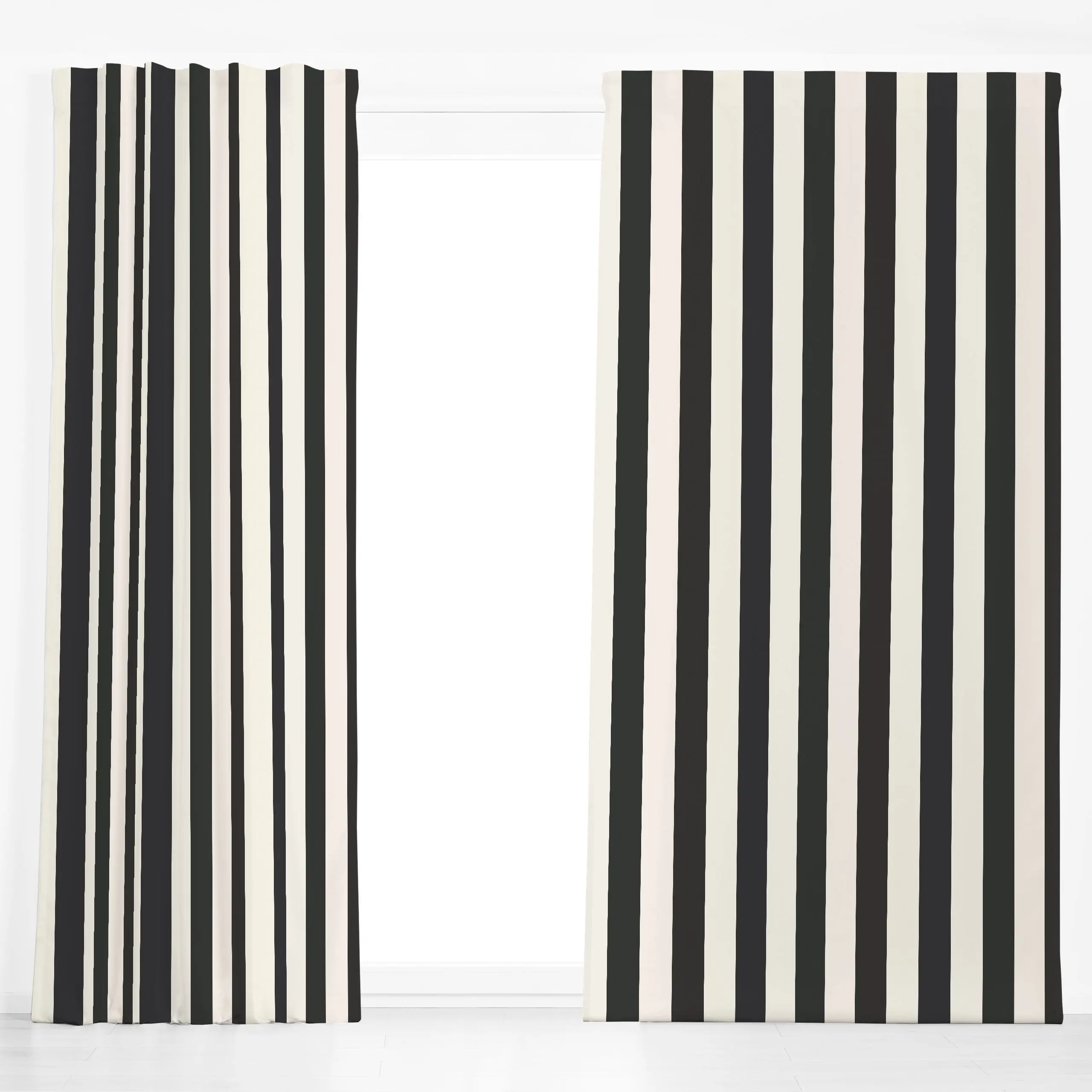 Dekovorhang Classic Black & White Stripes - Symbole & Muster - von „Sara Maria"; Streifen, modern, Scandinavian, Nordisch, m...