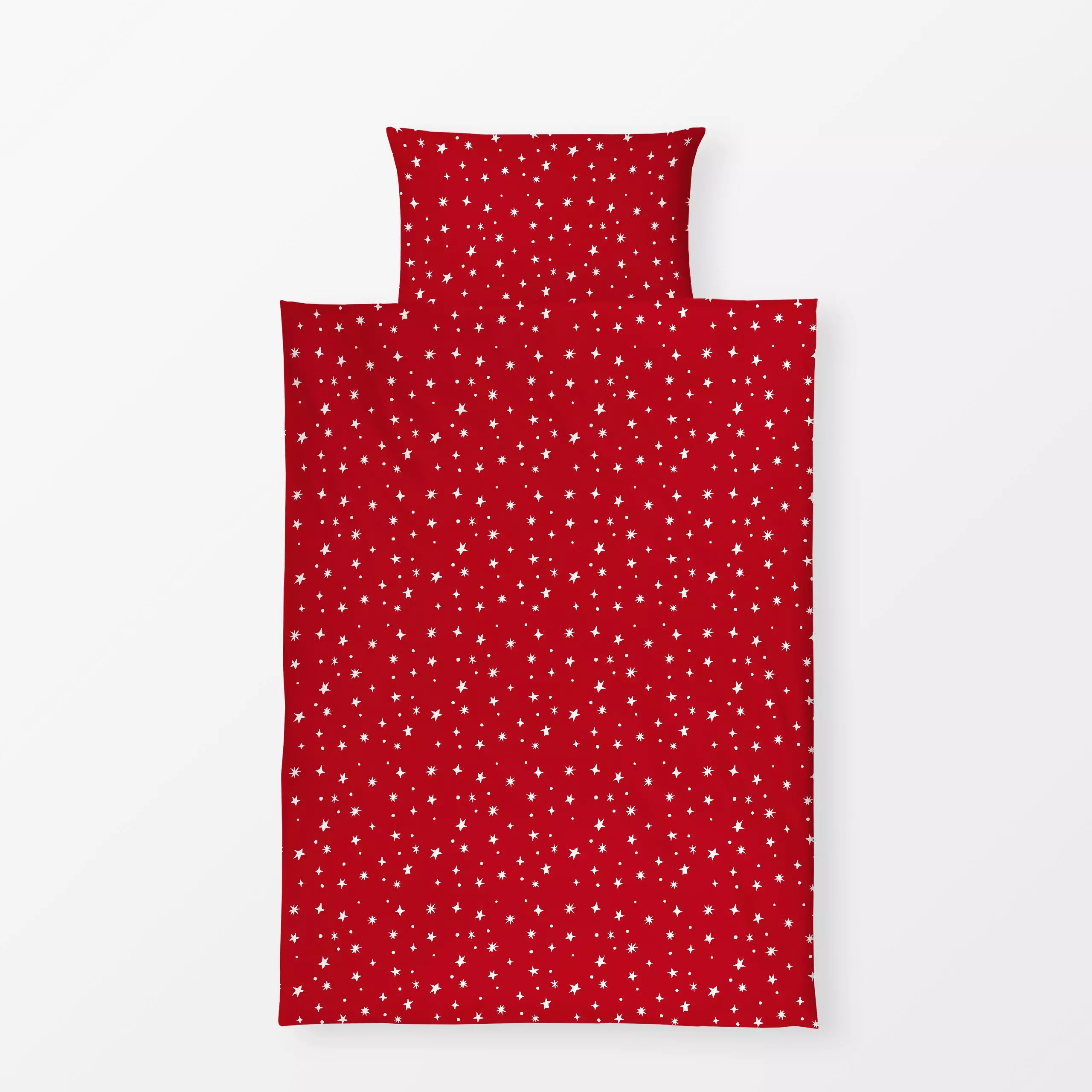 Bettwäsche Kleine Sterne rot - Weihnachten, Winter - von „Studio Kesse"; Merry Christmas, Sterne, Weihnachten, Winter, weihn...