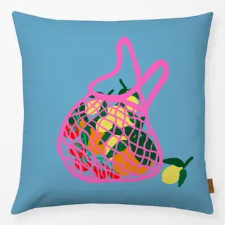 Kissen Einkaufsnetz Früchte Blau