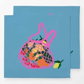 Servietten Einkaufsnetz Früchte Blau