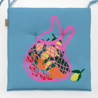 Sitzkissen Einkaufsnetz Früchte Blau