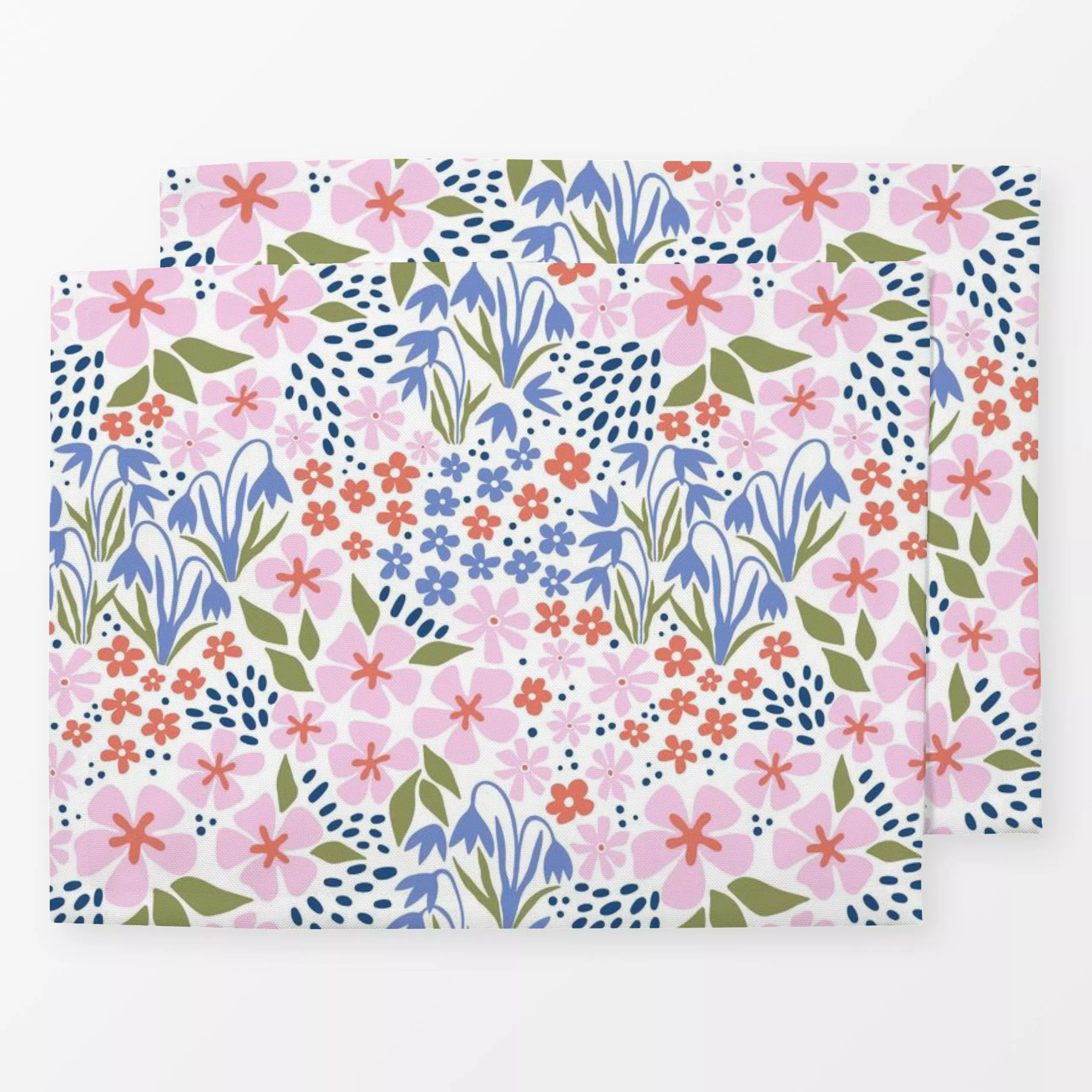 Tischset Blumenwiese - Blumen & Florales, Frühling, Pflanzen & Botanik - von „Vivian Hasenclever"; rosa, Wildblumen, blau, B...