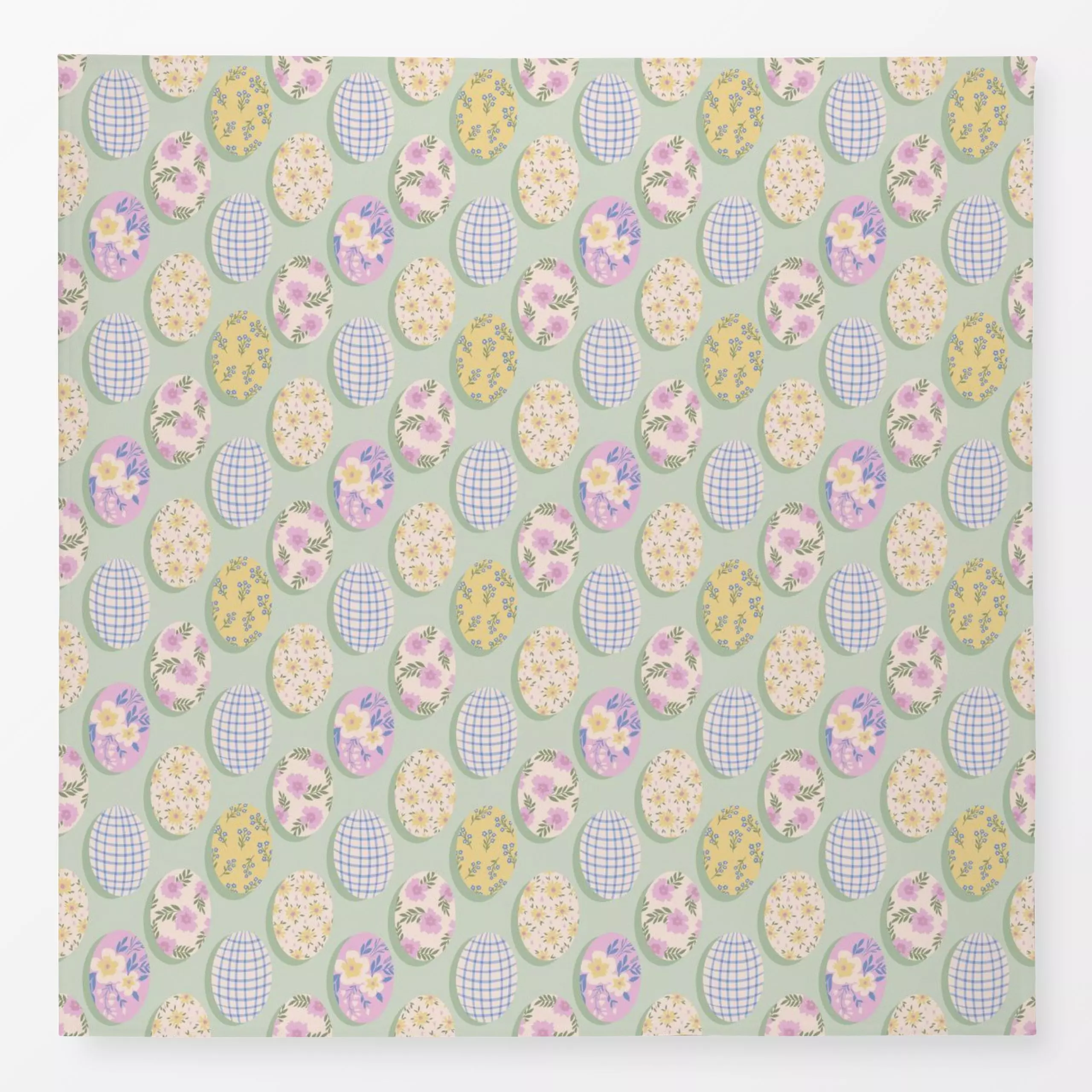 Tischdecke Gemalte Ostereier Hellgrün - Blumen & Florales, Frühling, Anlässe, Ostern - von „DEINKI"; Blumen, Ostern, Osterei...