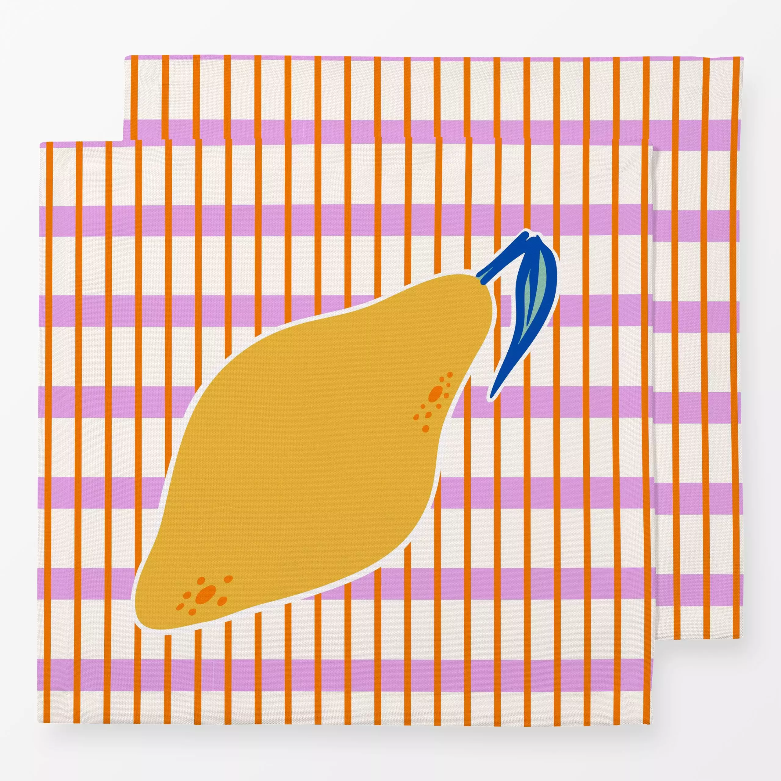 Servietten Citrus Stripes - Sommer, Symbole & Muster, Früchte - von „Patries Elisabeth"; Frucht, Obst, Illustration, Orange,...