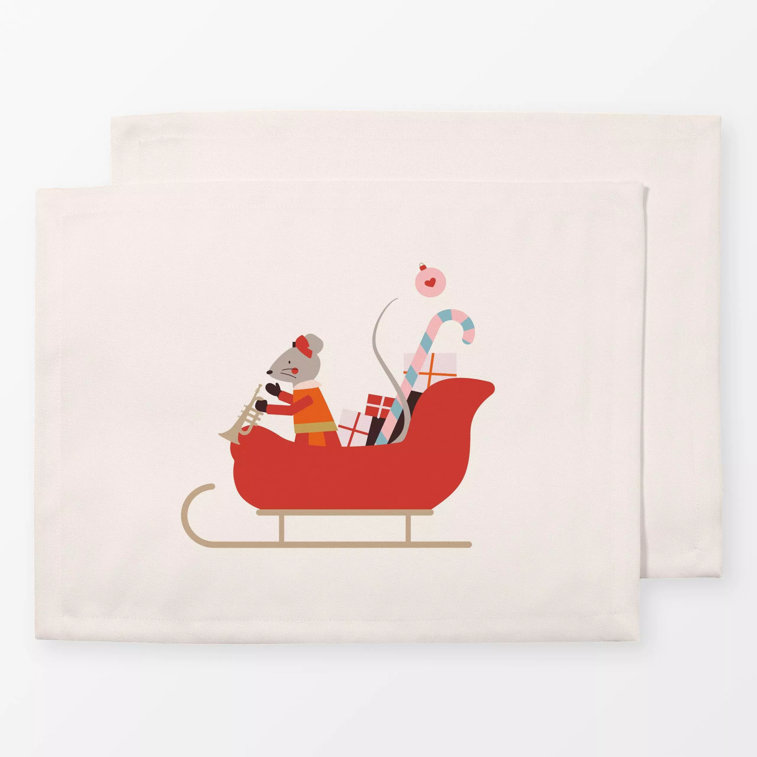 Tischset Wichtel Maus Schlitten Mädchen - Kinderzimmer & Motive für Kinder, Weihnachten, Anlässe - von „Jana Moßmann"; maedc...