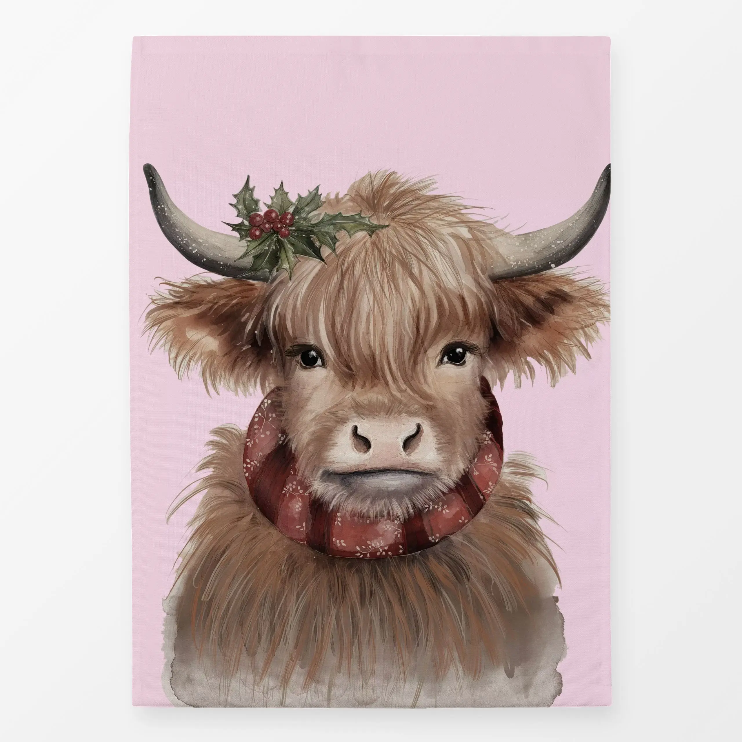 Geschirrtücher AlpenChic Niedliche Kuh - Tiere, Winter - von „Monika Strigel"; rosa, Kuh, Weihnachten, niedlich, Winter, fla...