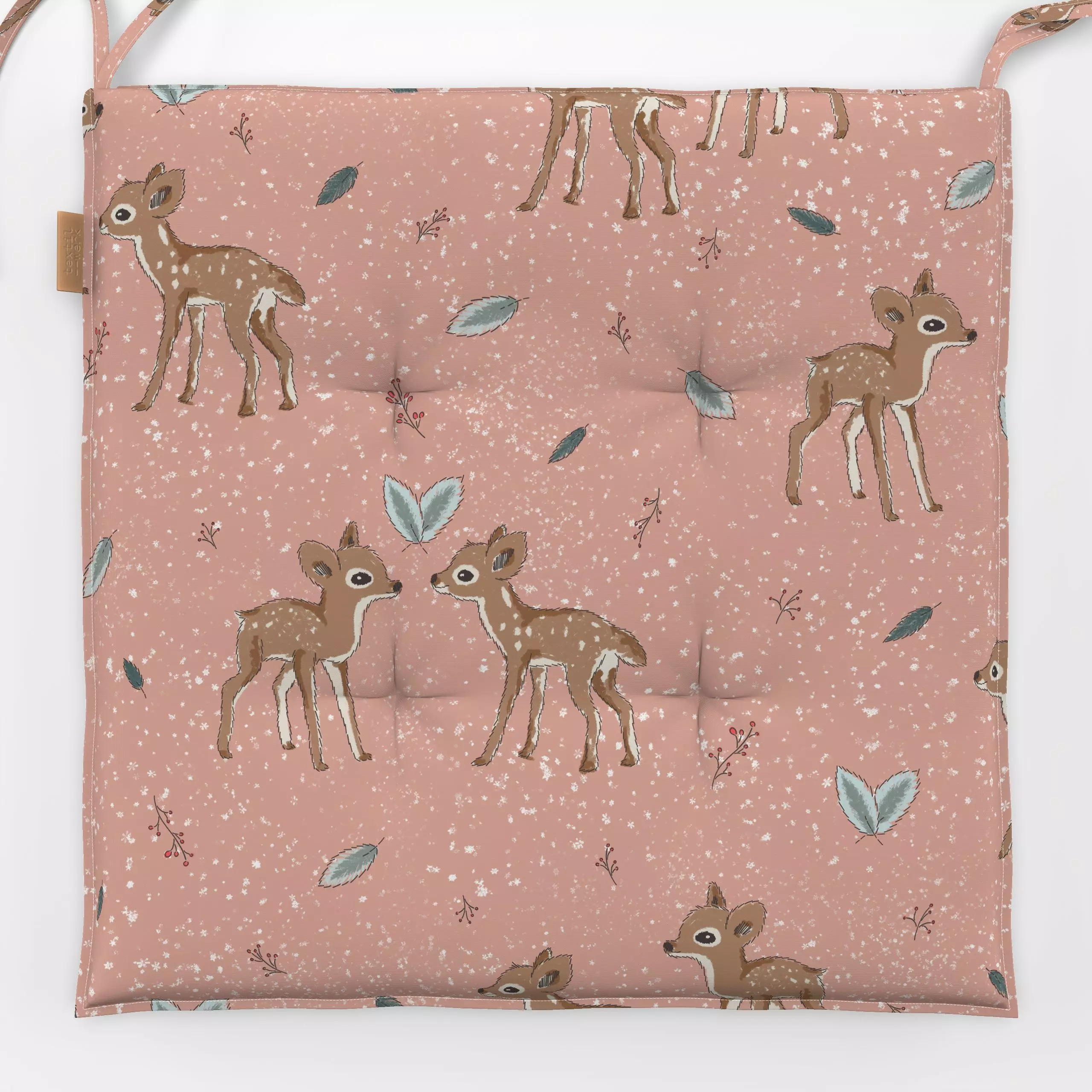 Sitzkissen Bambi rosa - Kinderzimmer & Motive für Kinder, Tiere - von „Kantioler Design"; Blätter, Zweige, Beeren, Weihnacht...