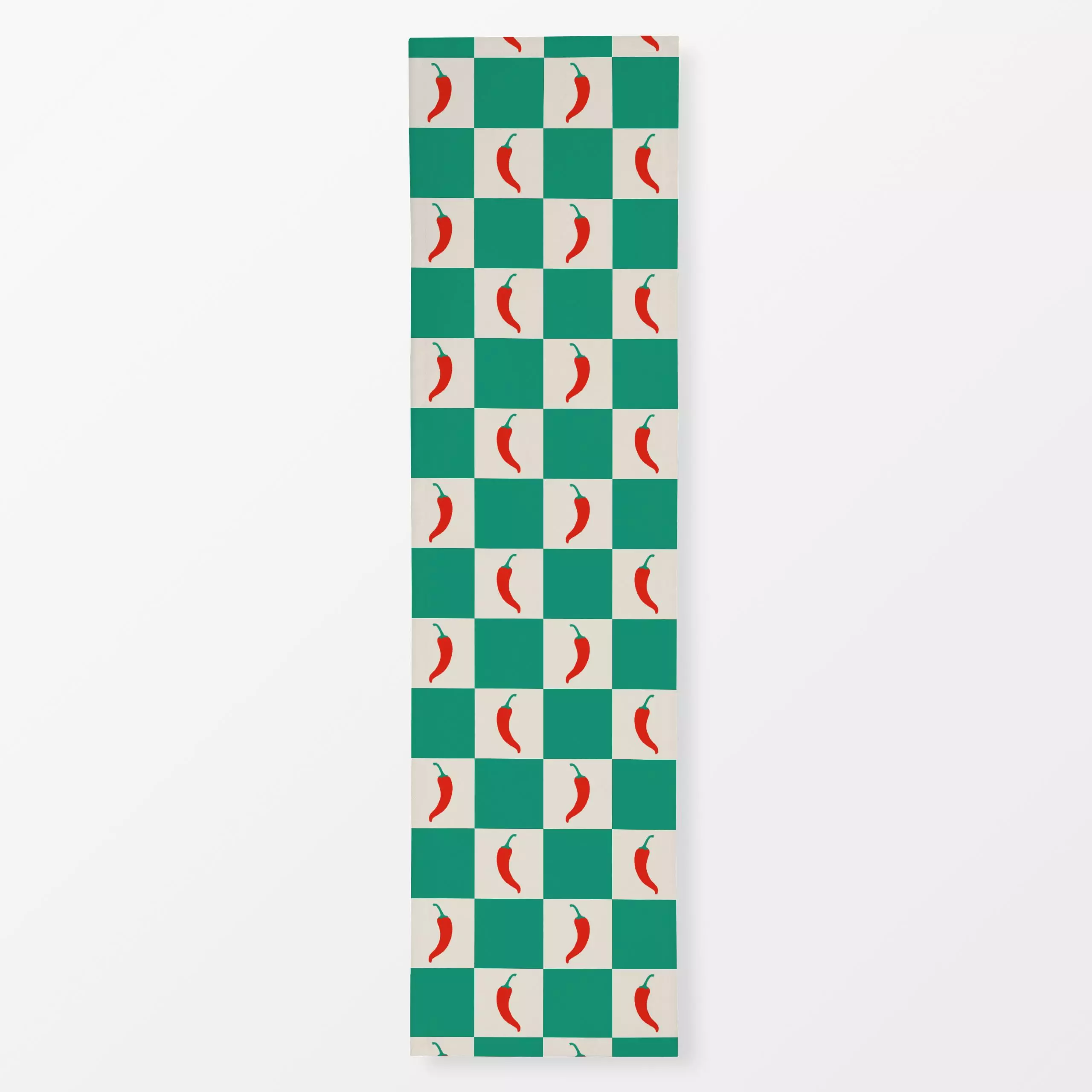 Tischläufer Checks Chilli Green - Sommer, Symbole & Muster, Gemüse - von „textilwerk"; Illustration, Sommer, trend, rot, bun...