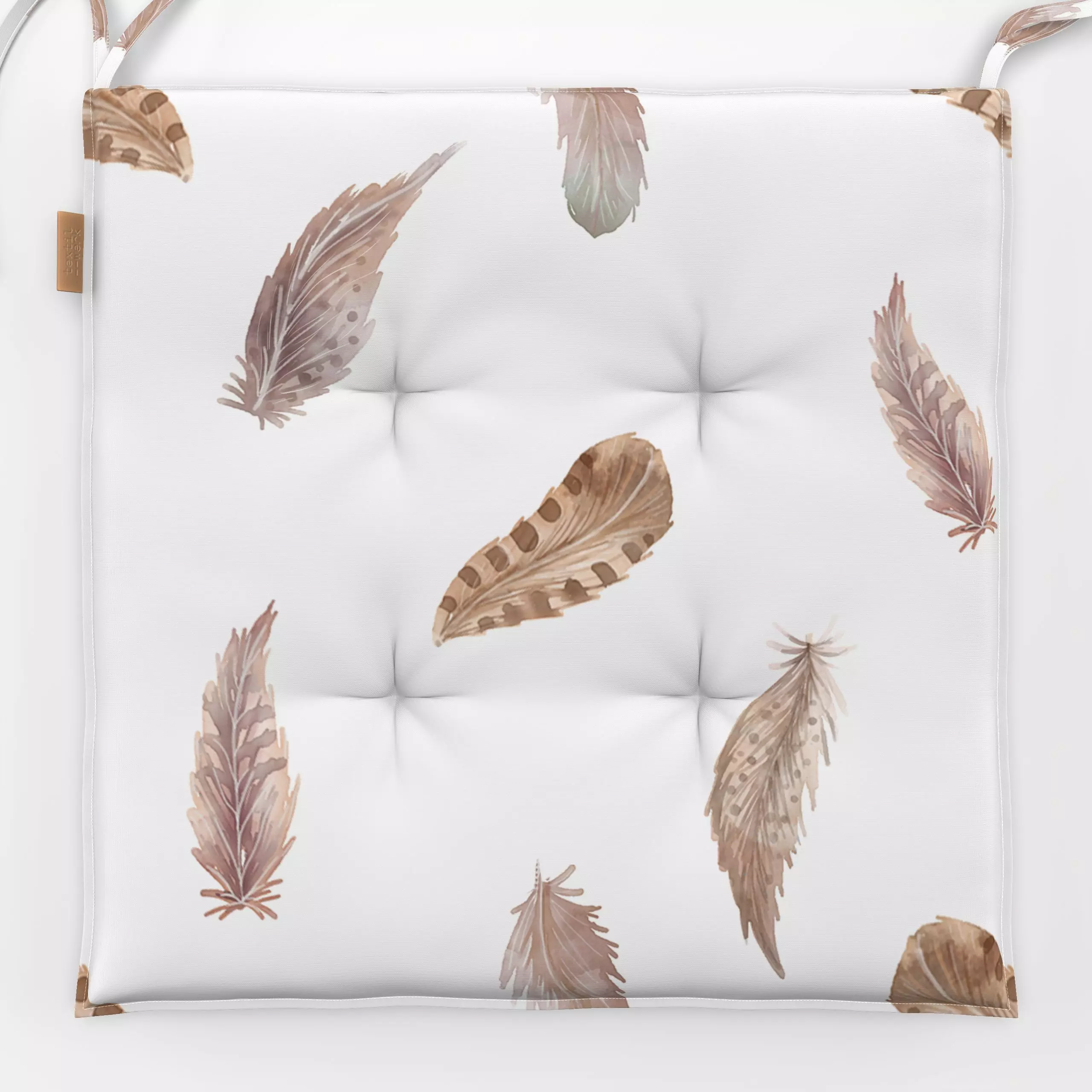 Sitzkissen Federn - Frühling, Tiere - von „Christiane Zielinski"; Vogel, Ostern, Federn, braun, Aquarelle