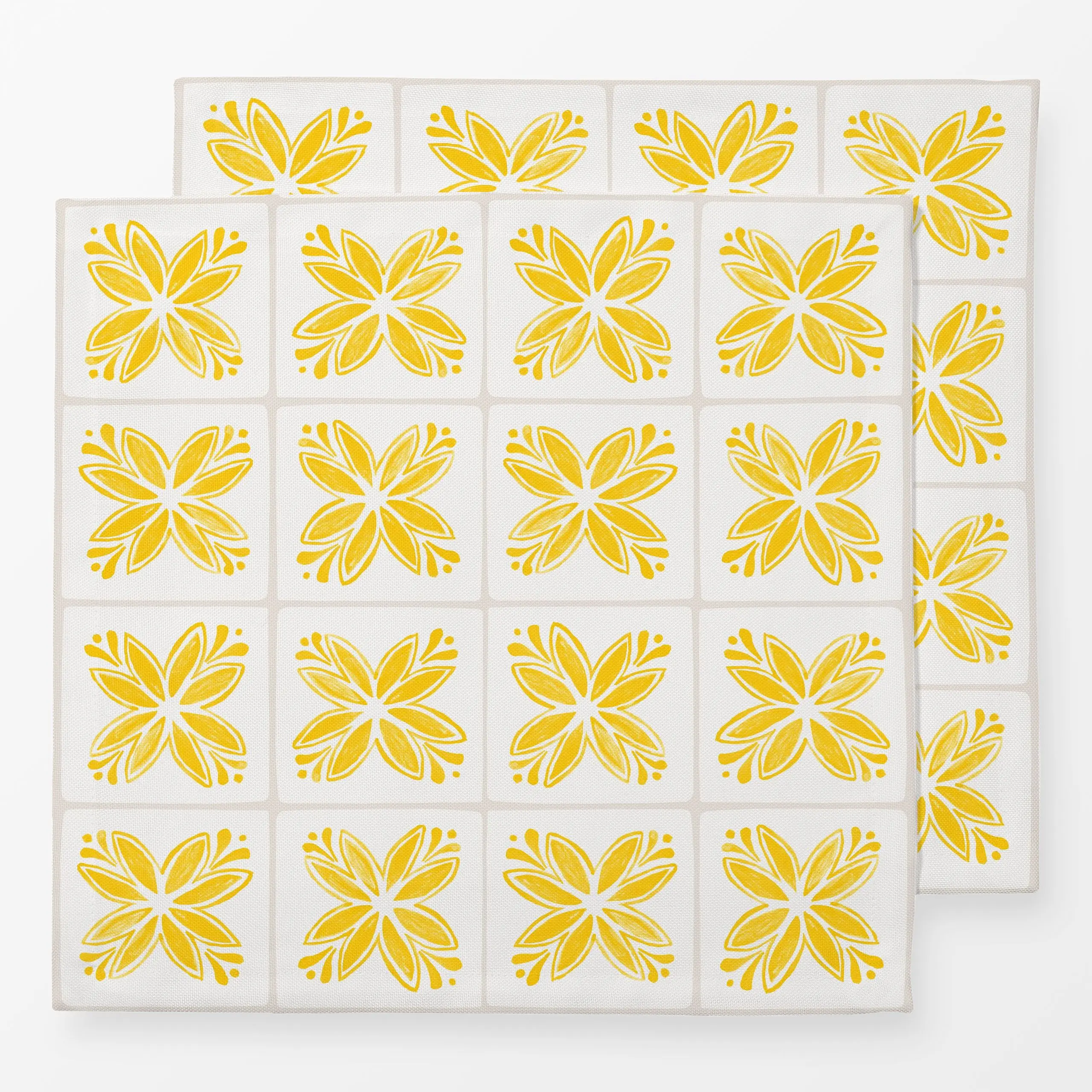 Servietten Azulejo Pattern 7 gelb - Blumen & Florales, Sommer, Symbole & Muster - von „Karen Menzenbach"; Blumen, Blüten, fl...