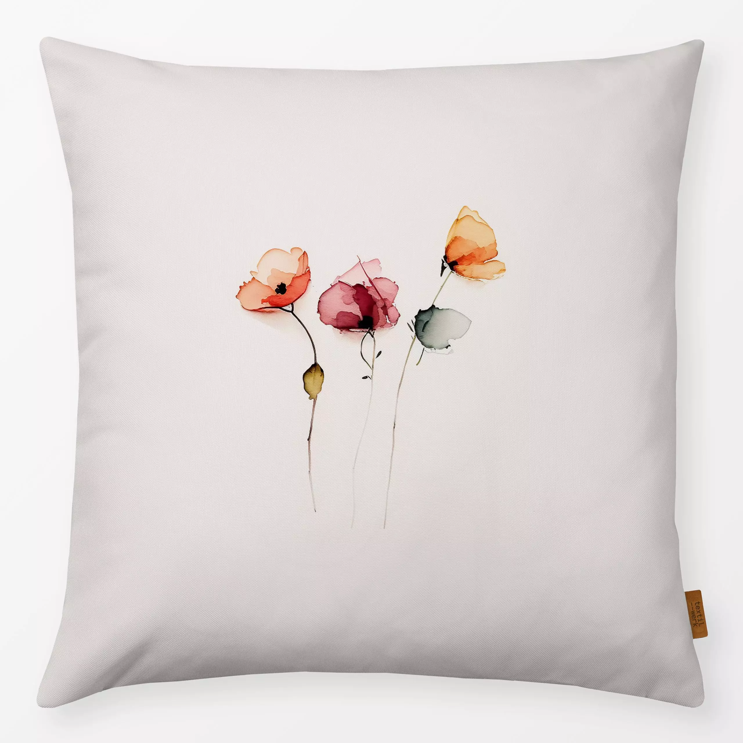 Kissen Watercolor Poppies 4 - Sommer, Symbole & Muster, Pflanzen & Botanik - von „Uta Naumann"; Wasserfarben, Aquarell, Blum...