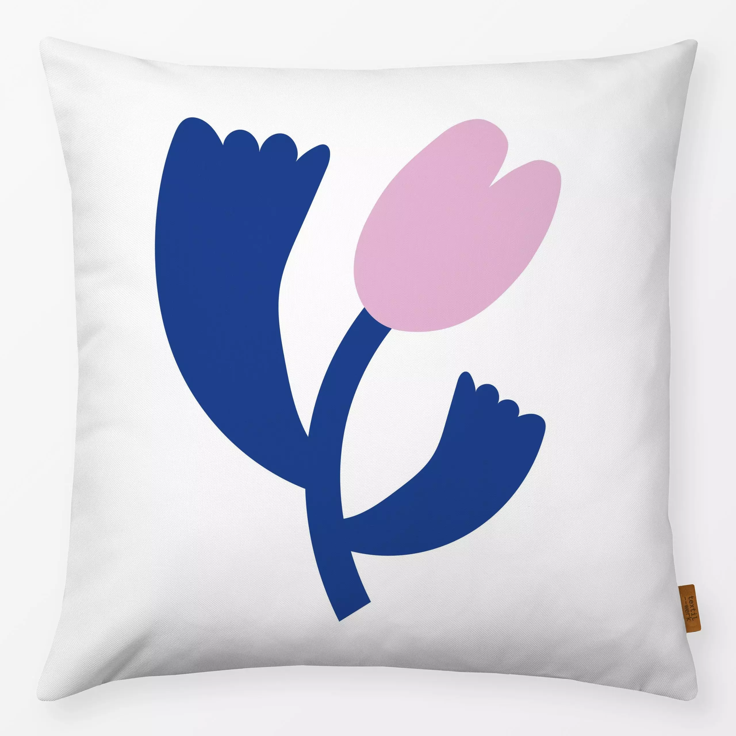 Kissen Always Blooming Pink Tulip - Blumen & Florales - von „Jana Driver"; rosa, Blumen, blau, flower, tuplen, tulip, janadr...