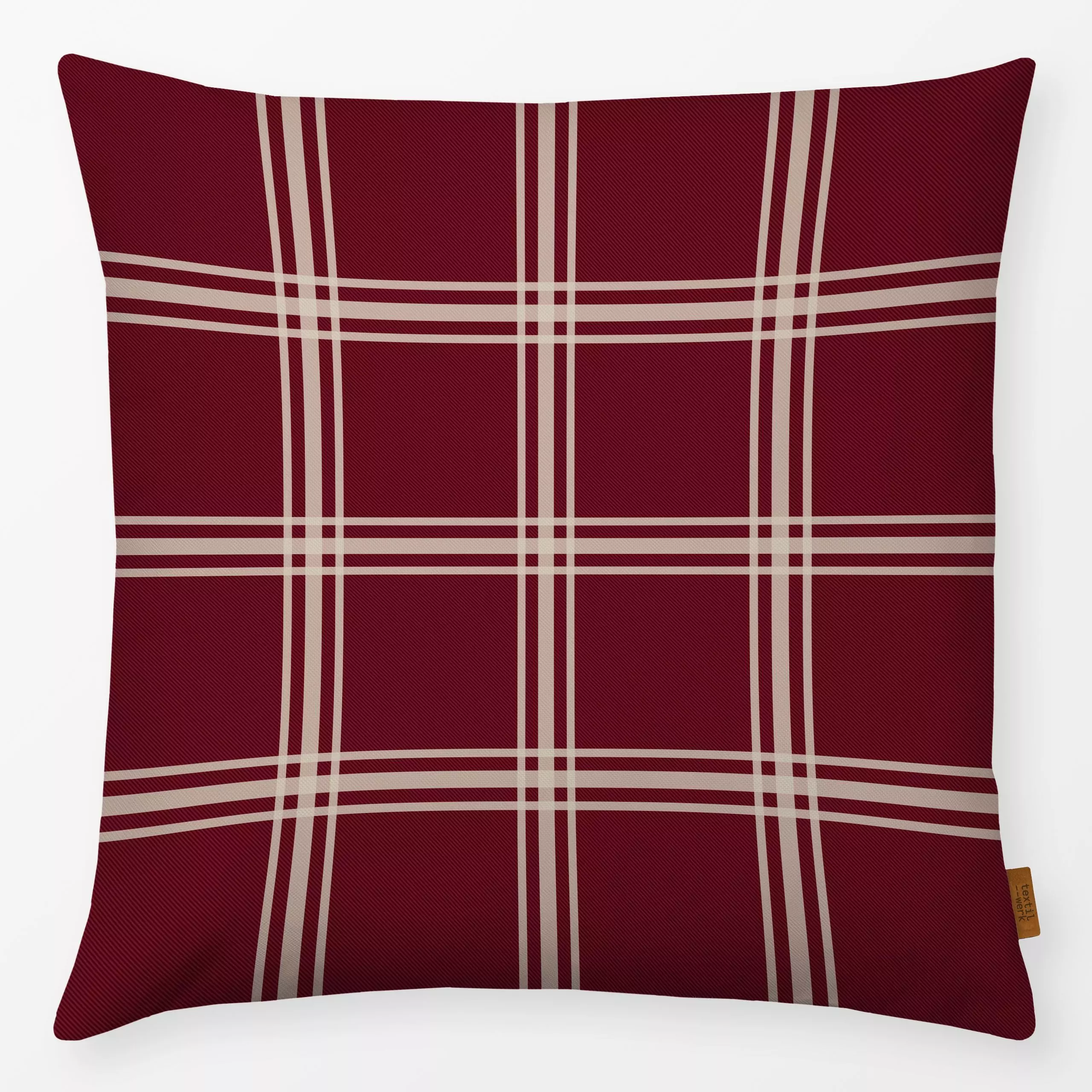 Kissen Winter Checks berry red - Weihnachten, Winter, Symbole & Muster - von „Karen Menzenbach"; Muster, Weihnachten, Karo, ...
