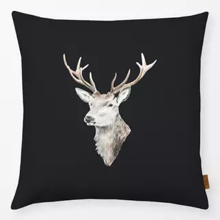 Kissen Aquarell Hirschkopf anthrazit