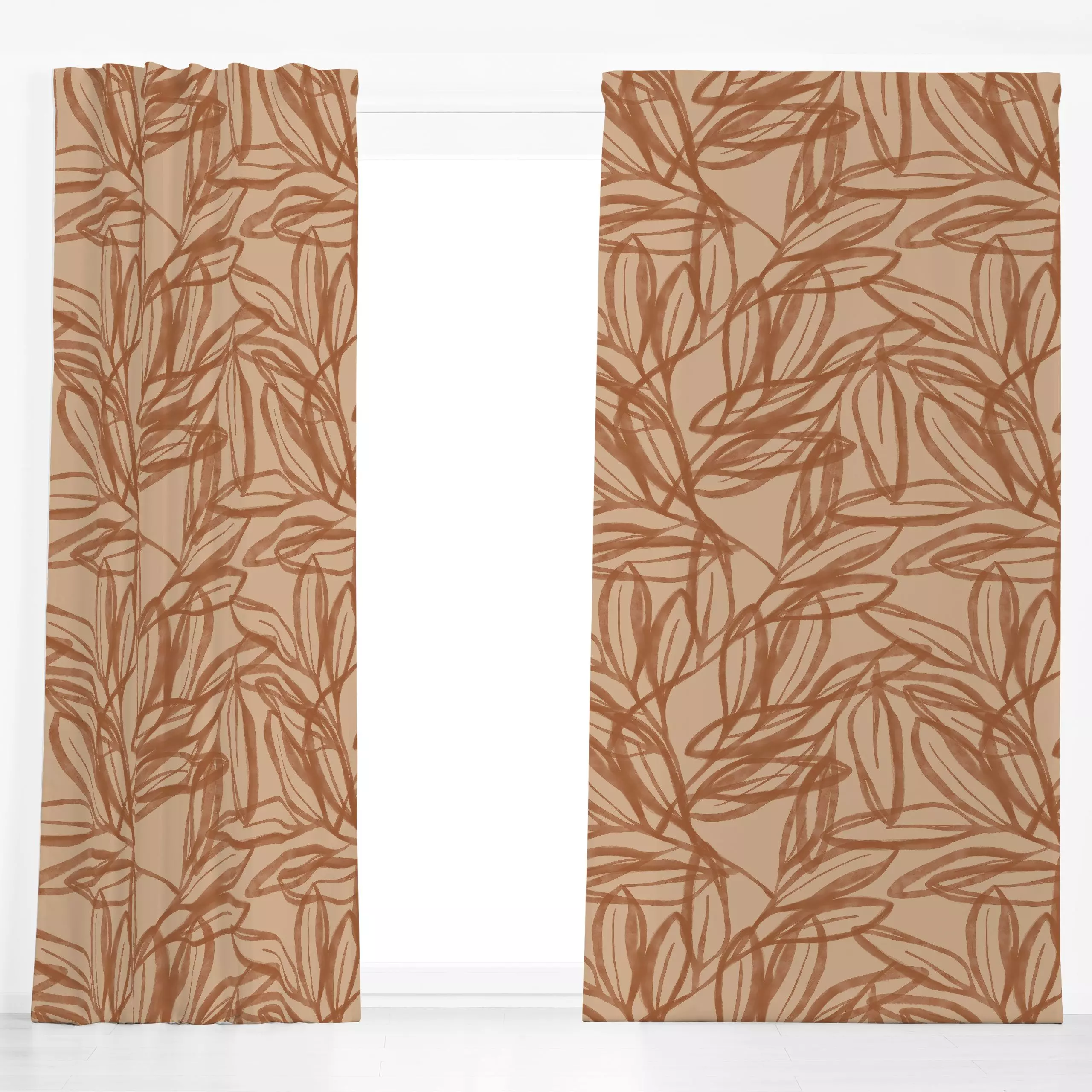 Dekovorhang WATERCOLOR LEAF PATTERN - Blumen & Florales, Herbst - von „Kruth Design"; boho, Muster, skandinavisch, floral, H...