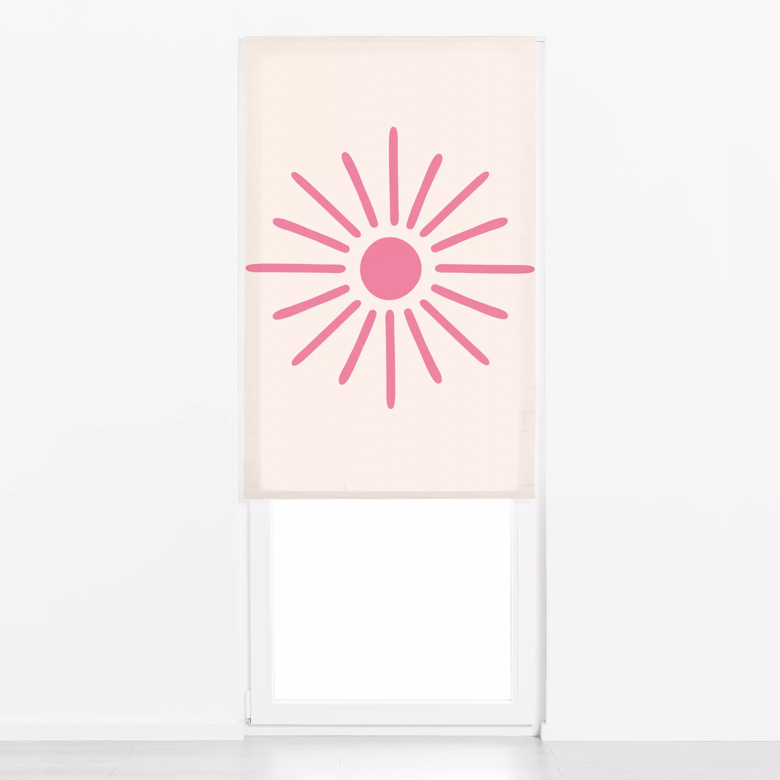 Raffrollo Sun beige pink - Natur & Landschaft - von „Kathrin Woo"; minimal, Kissen, Sonne, modern, kinderkissen, sommerkisse...