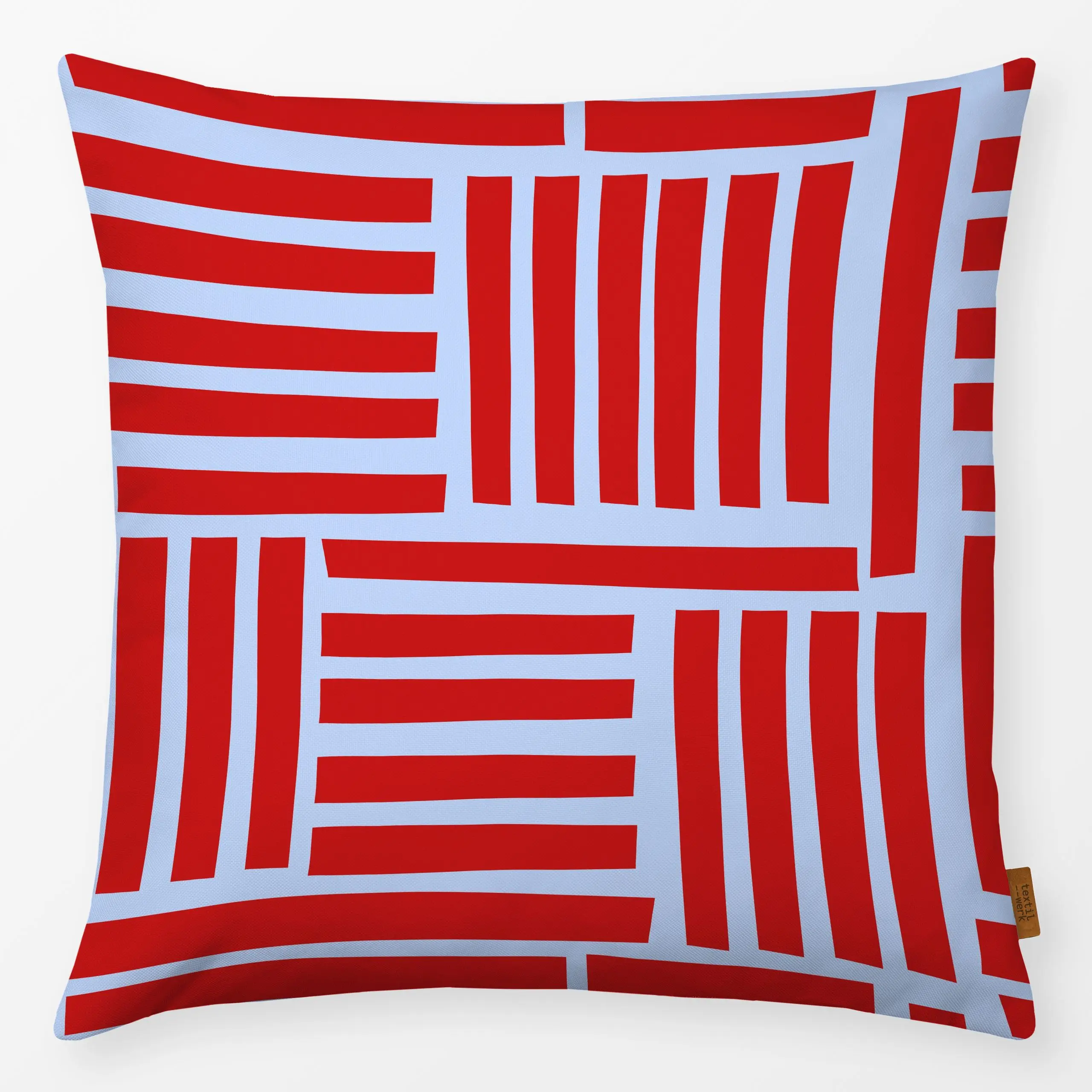 Kissen Beerenrot Linien - Frühling, Symbole & Muster - von „Lisa Jasmin Bauer"; Muster, Linien, abstrakt, Streifen, Fruehlin...