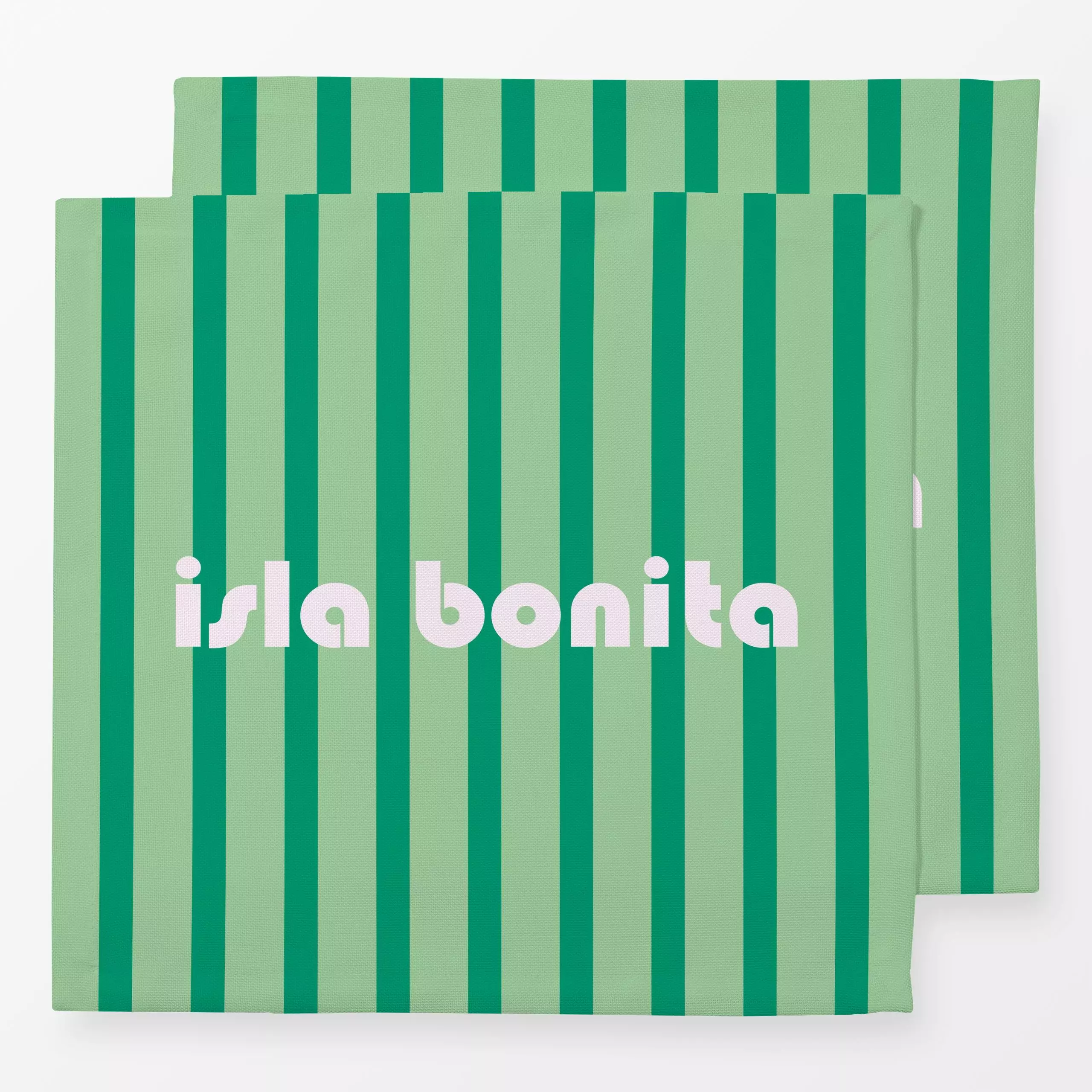 Servietten Isla Bonita Rayas verde - Städte & Länder, Sommer, Sprüche & Schriftzüge - von „Karen Menzenbach"; Streifen, Inse...