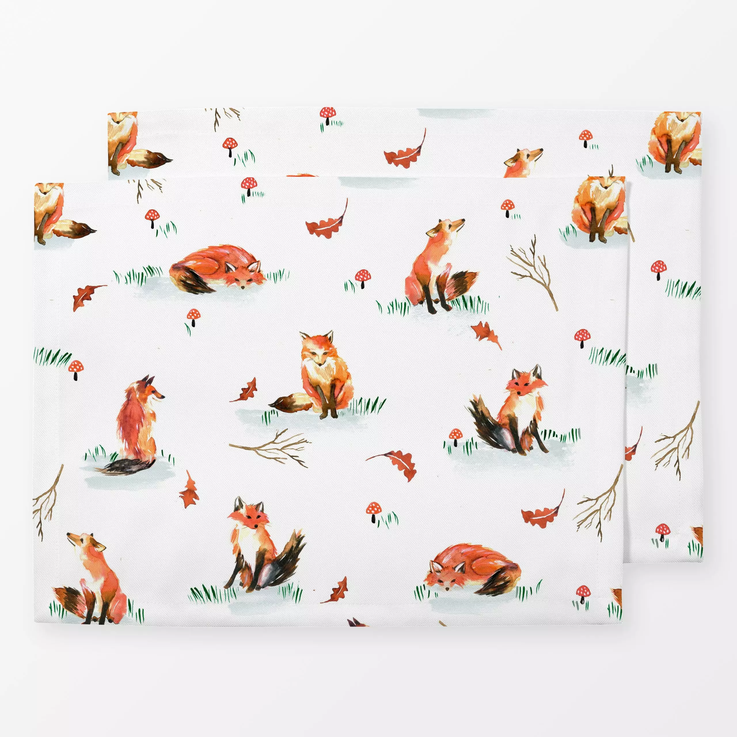 Tischset Woodland Foxes Classic Fall - Herbst, Natur & Landschaft, Tiere - von „Ninola Design "; Natur, Blatt, Wald, Fuchs, ...