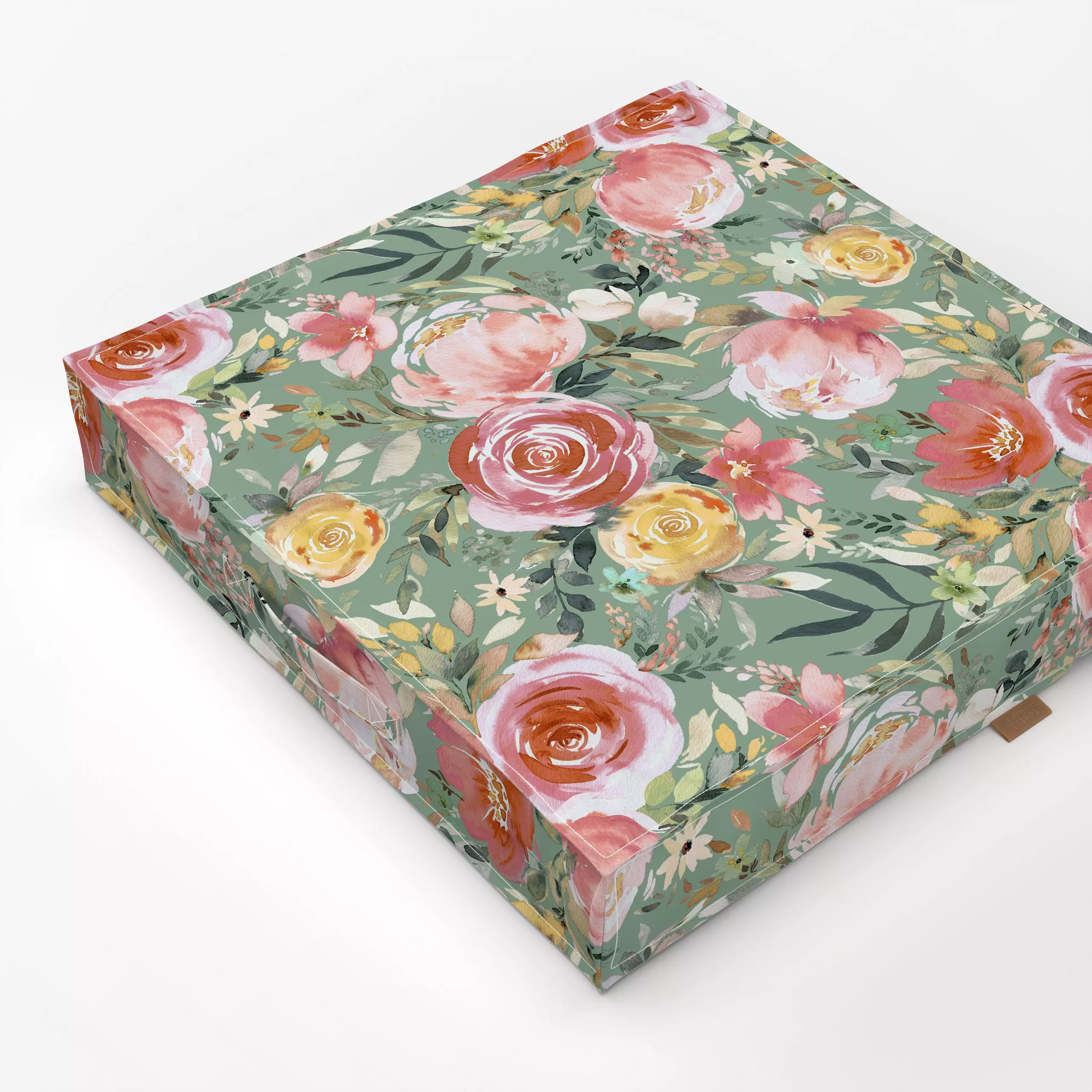 Bodenkissen Pastell Pfingstrosen Bouquet - Blumen & Florales, Frühling, Liebe, Romantik & Pride - von „Ninola Design "; Aqua...