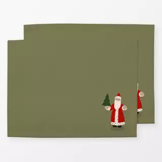 Tischset Weihnachtsmann Holzfigur Grün