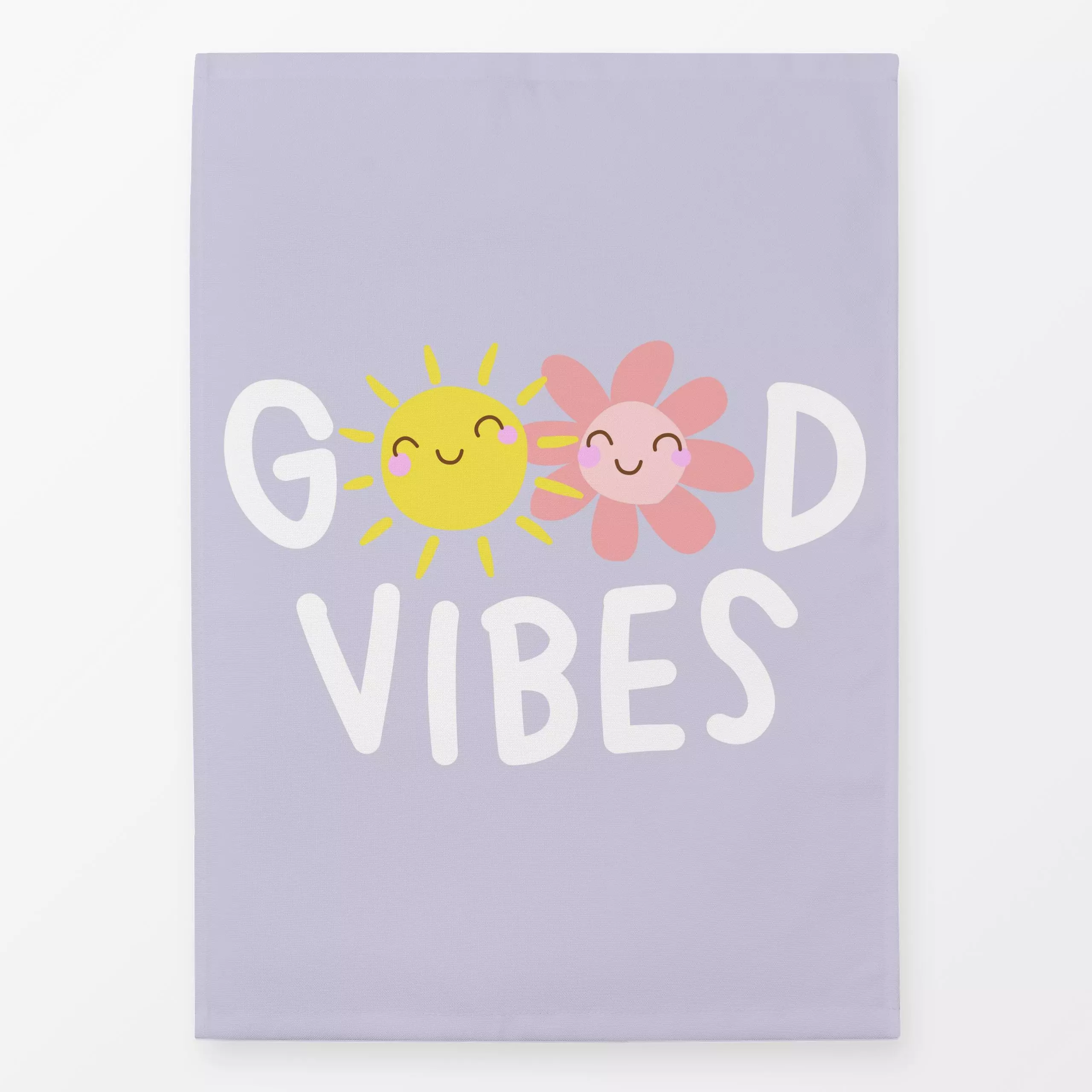Geschirrtücher Good vibes - hellviolett - Kinderzimmer & Motive für Kinder, Sommer, Sprüche & Schriftzüge - von „Heyduda"; B...