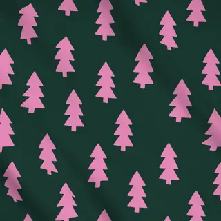 Meterware Mistletoe Tanne Grün Pink