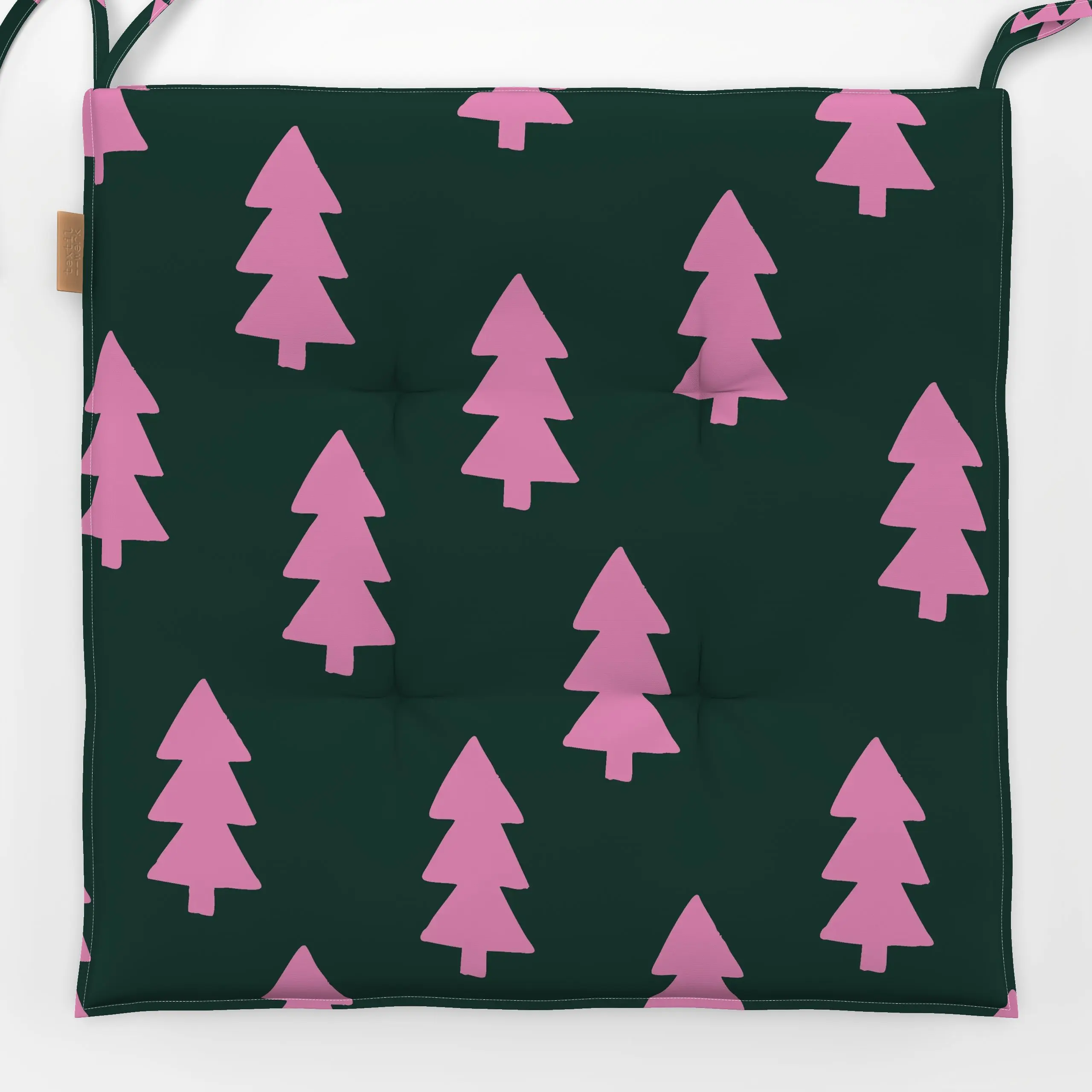 Sitzkissen Mistletoe Tanne Grün Pink - Winter, Symbole & Muster, Pflanzen & Botanik - von „Studio ROSAGRAU"; Tannenbaum, Wei...