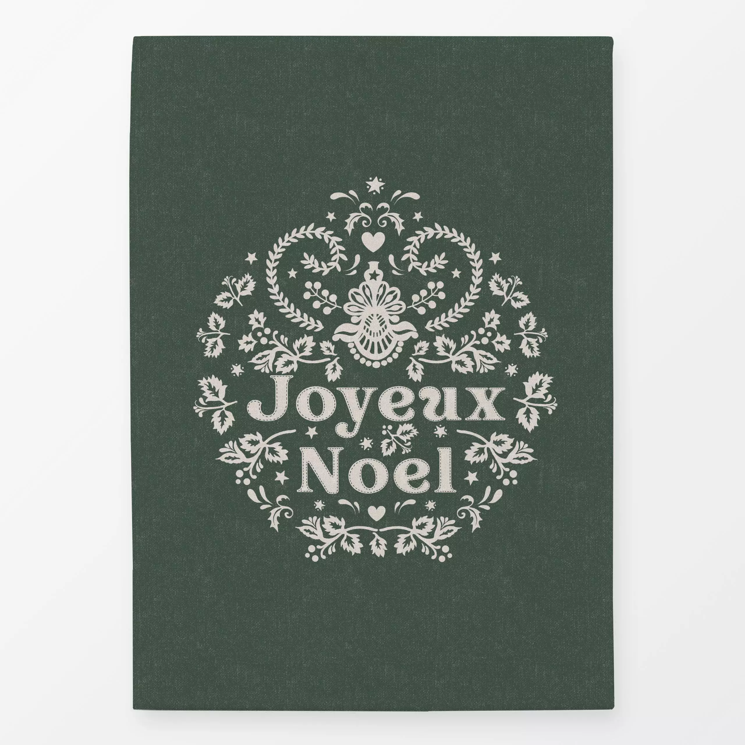 Geschirrtücher Folk Weihnachtskranz Grun - Sprüche & Schriftzüge, Weihnachten, Winter - von „Bloomery Decor"; Merry Christma...