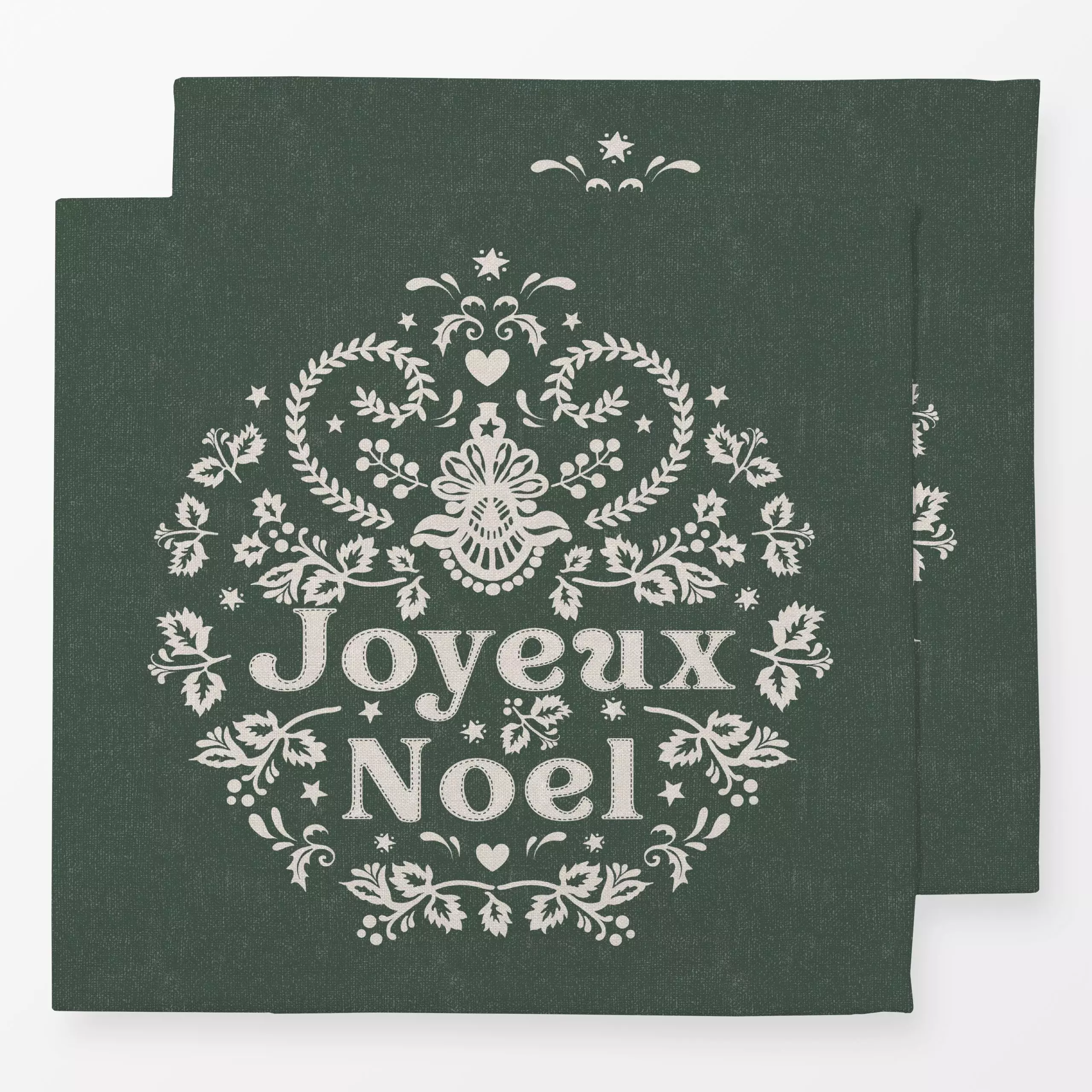 Servietten Folk Weihnachtskranz Grun - Sprüche & Schriftzüge, Weihnachten, Winter - von „Bloomery Decor"; Merry Christmas, T...