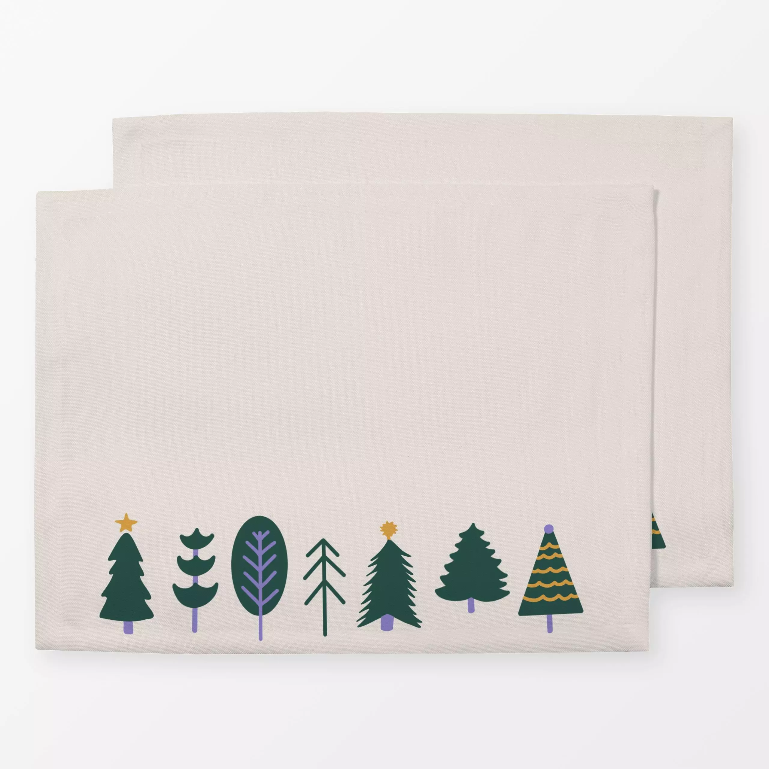Tischset Tannenbäume - Weihnachten, Winter - von „textilwerk“; Illustration, skandinavisch, Weihnachten, beige, weihnachtlic...